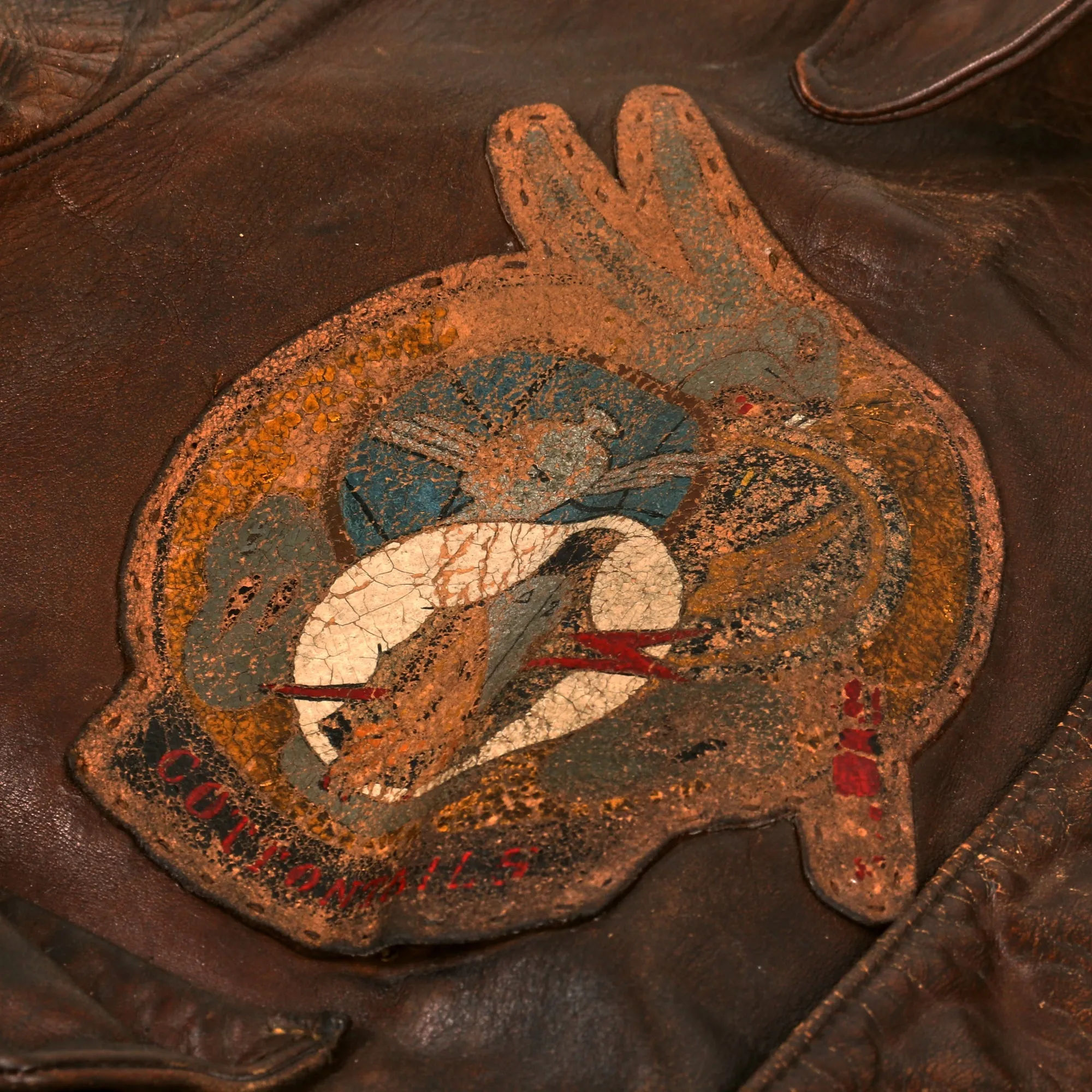 Original U.S. WWII Cottontails Patched A-2 Flying Jacket Grouping - Navigator Lieutenant Russell L. Schafer - 15th Air Force, 450th Bomb Group