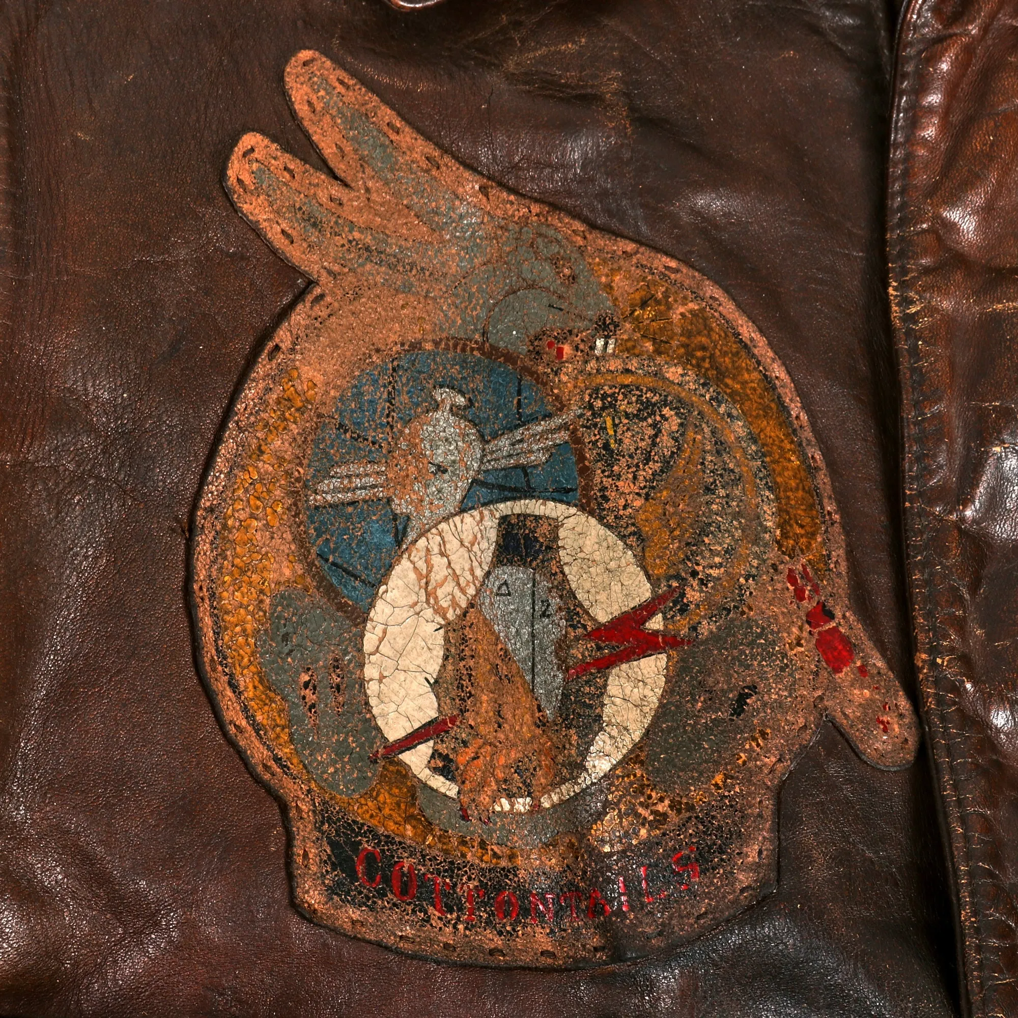 Original U.S. WWII Cottontails Patched A-2 Flying Jacket Grouping - Navigator Lieutenant Russell L. Schafer - 15th Air Force, 450th Bomb Group