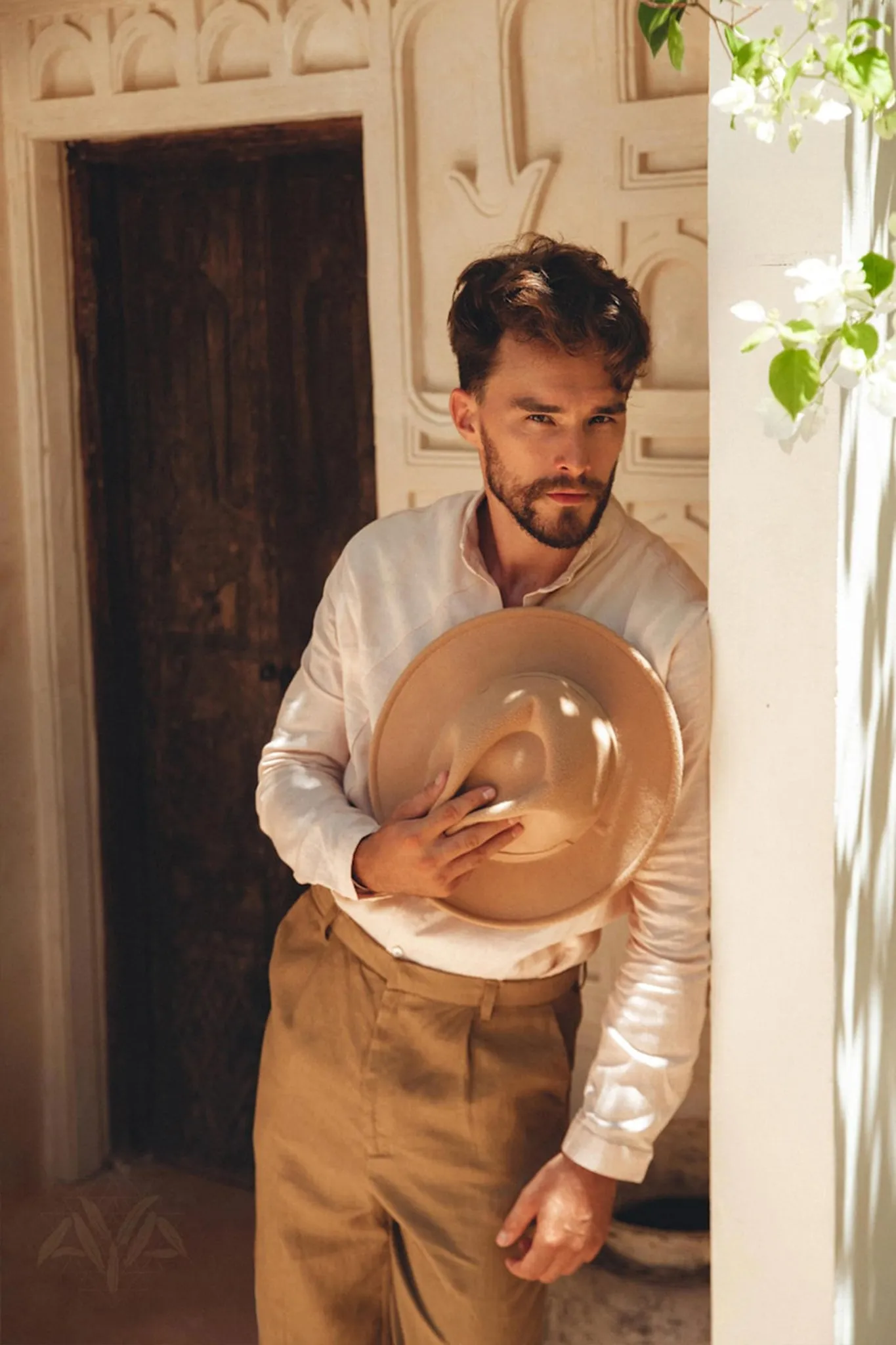 Pale Pink Linen Classic Minimalist Shirt for Men