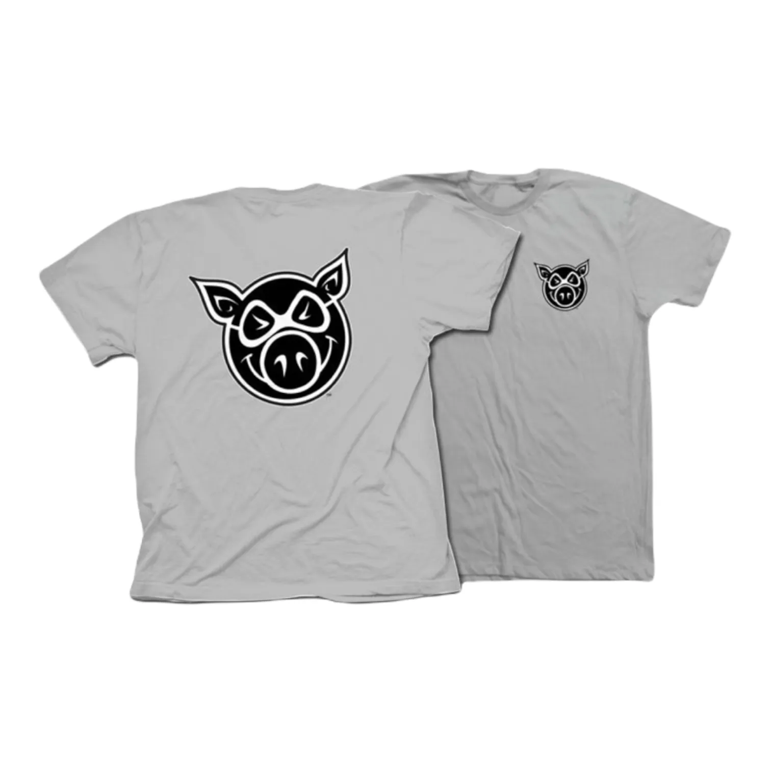 Pig Wheels Pig Head T Shirt Silver