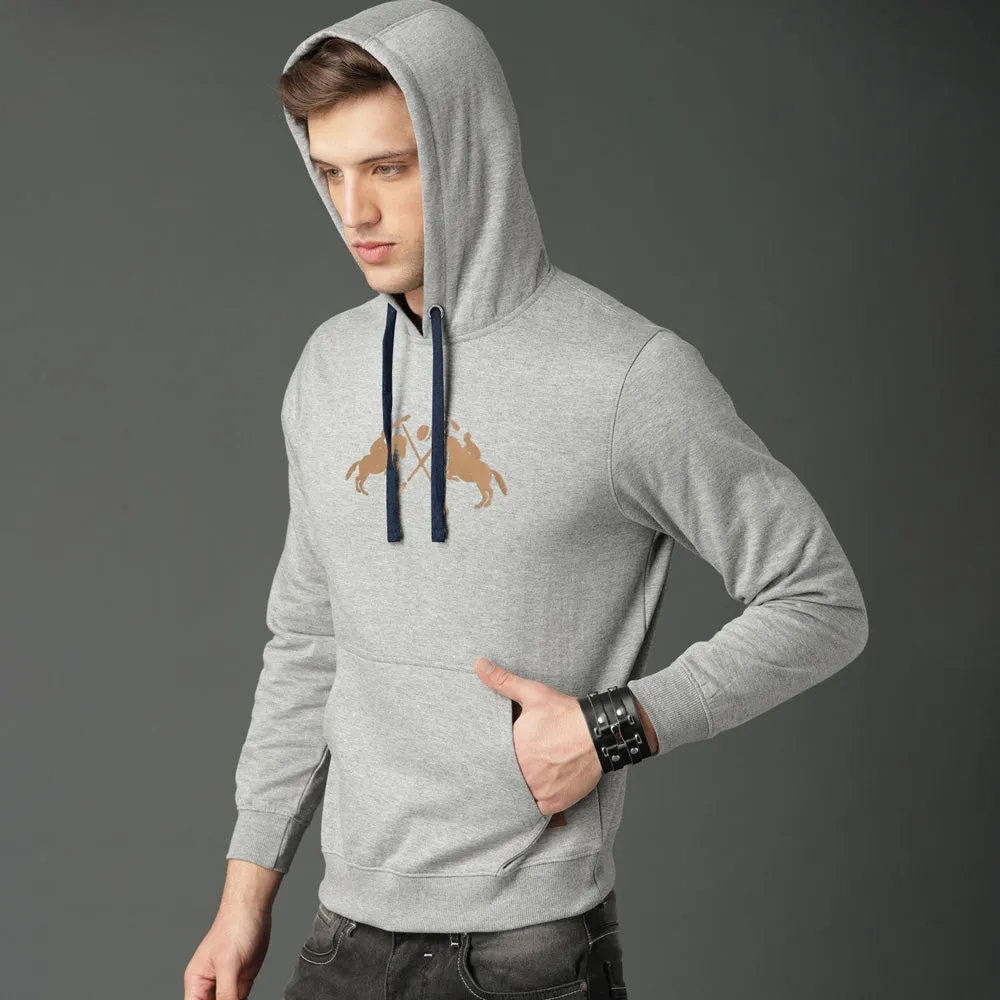 Polo Republica Men's Double Pony Printed Fleece Pullover Hoodie