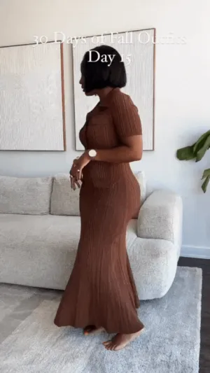 Pre Order:  Chocolate Knitted Maxi Dress - @theartytictype