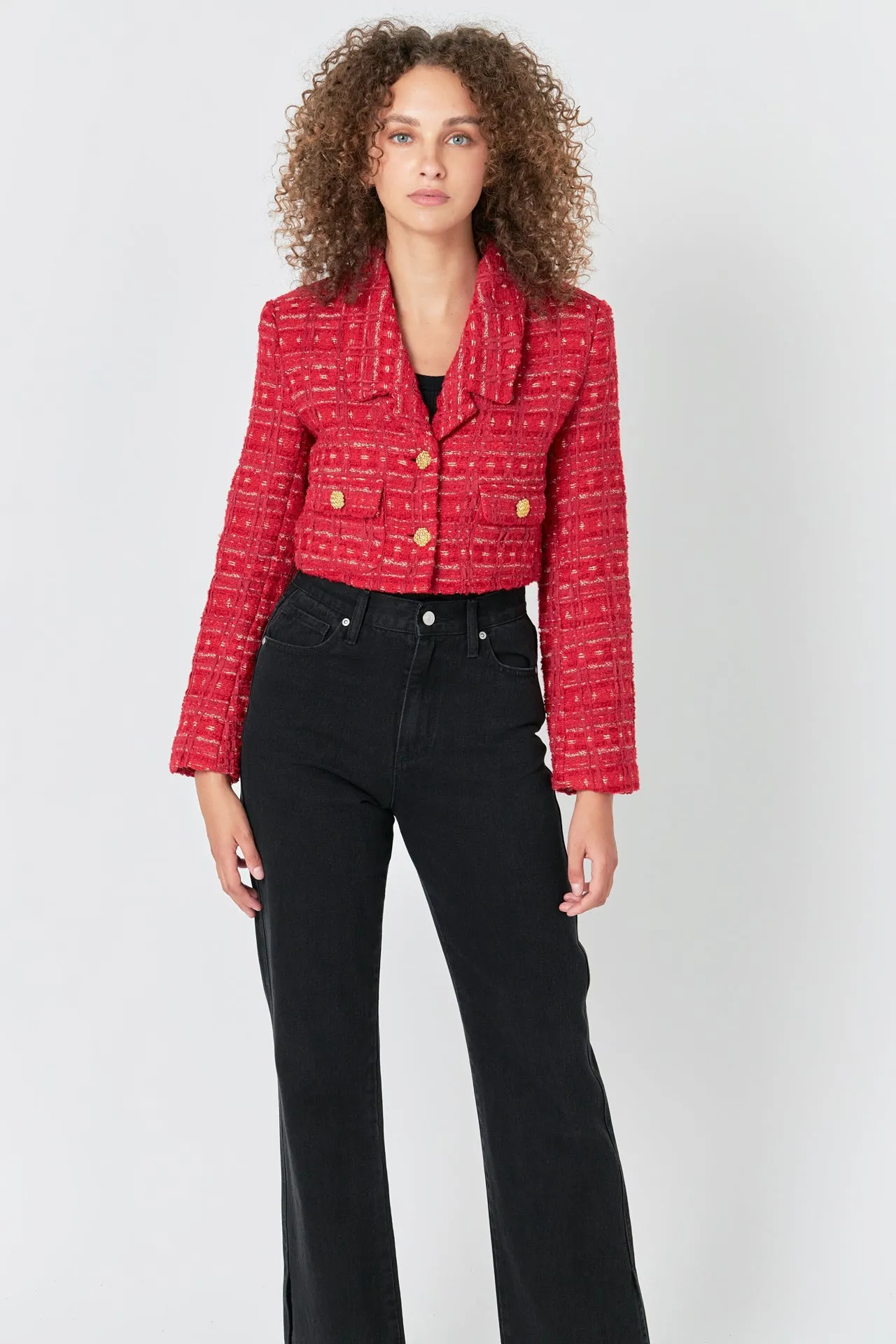 Premium Cropped Tweed Jacket