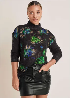 Printed Turtleneck Sweater - Midnight Garden