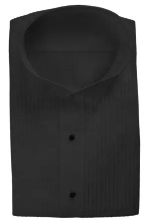 "Dante" Black Pleated Wingtip Tuxedo Shirt