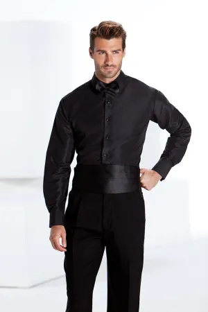 "Lido" Black Laydown Tuxedo Shirt