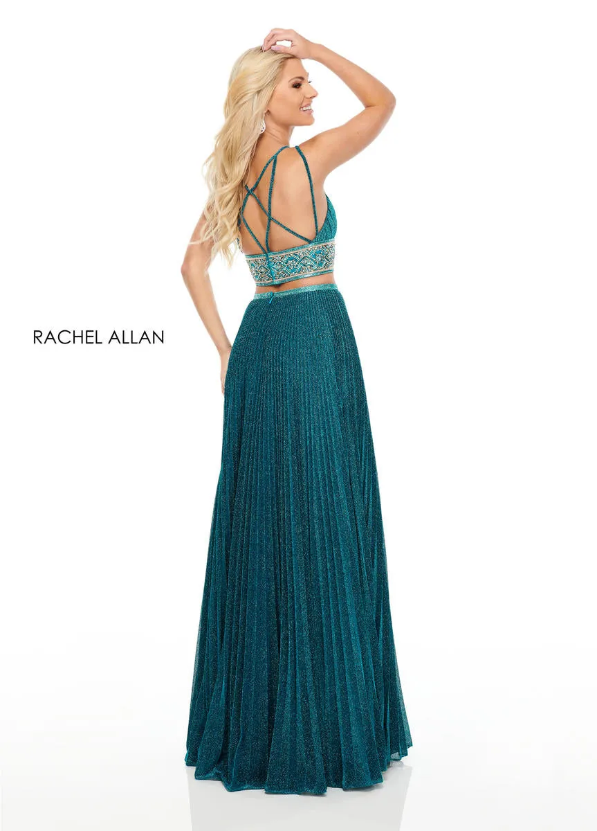 Rachel Allan 7099 Shimmering Ocean Blue 2 Piece A-Line Dress