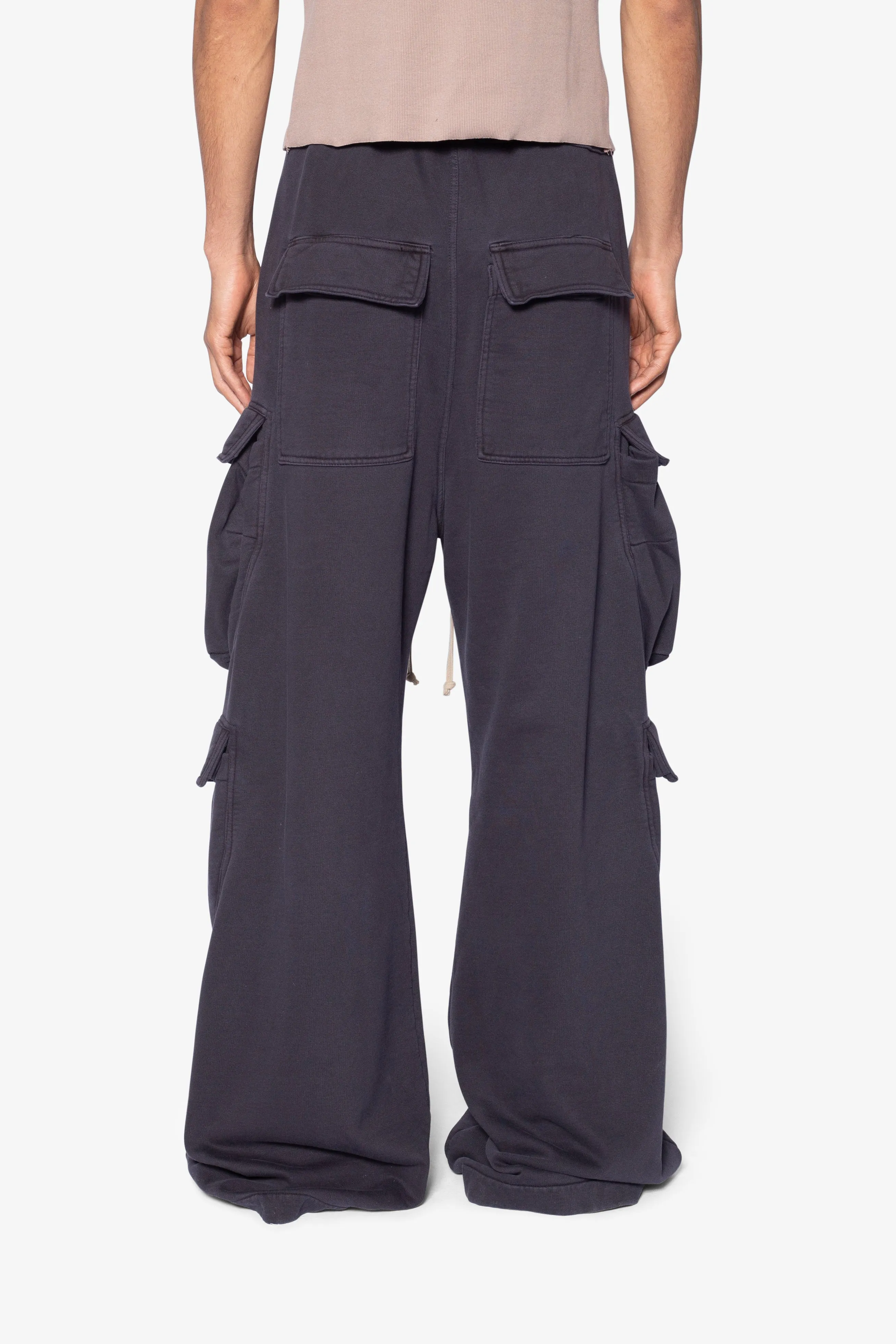 Rave Double Cargo Sweatpants - Washed Black