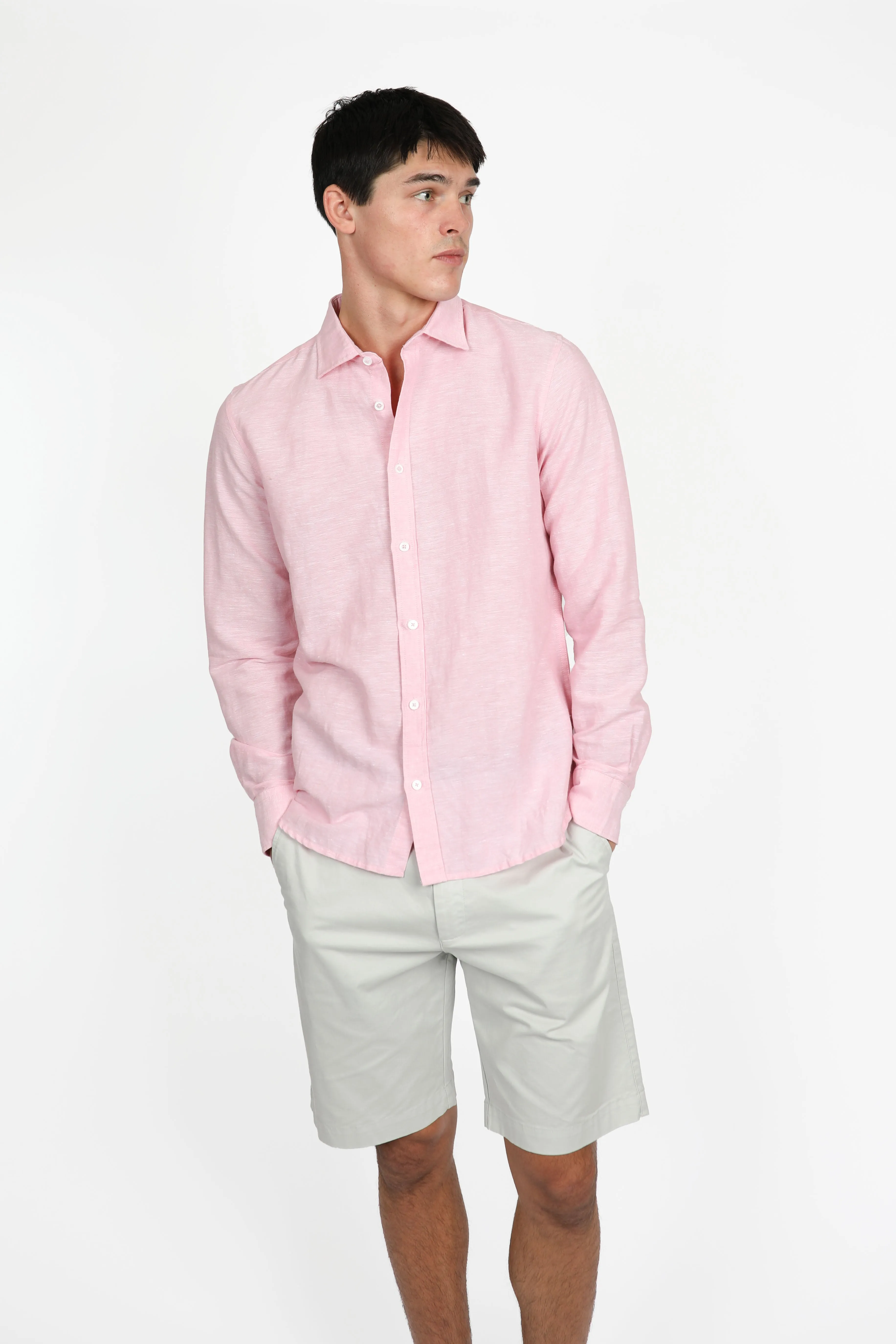 Relaxed Fit Blush Linen Shirt