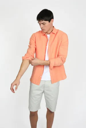 Relaxed Fit Coral Linen Shirt