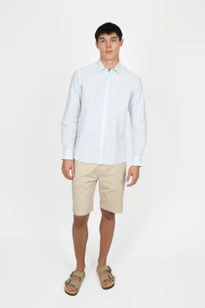 Relaxed Fit Ice Blue Even Stripe Shirt