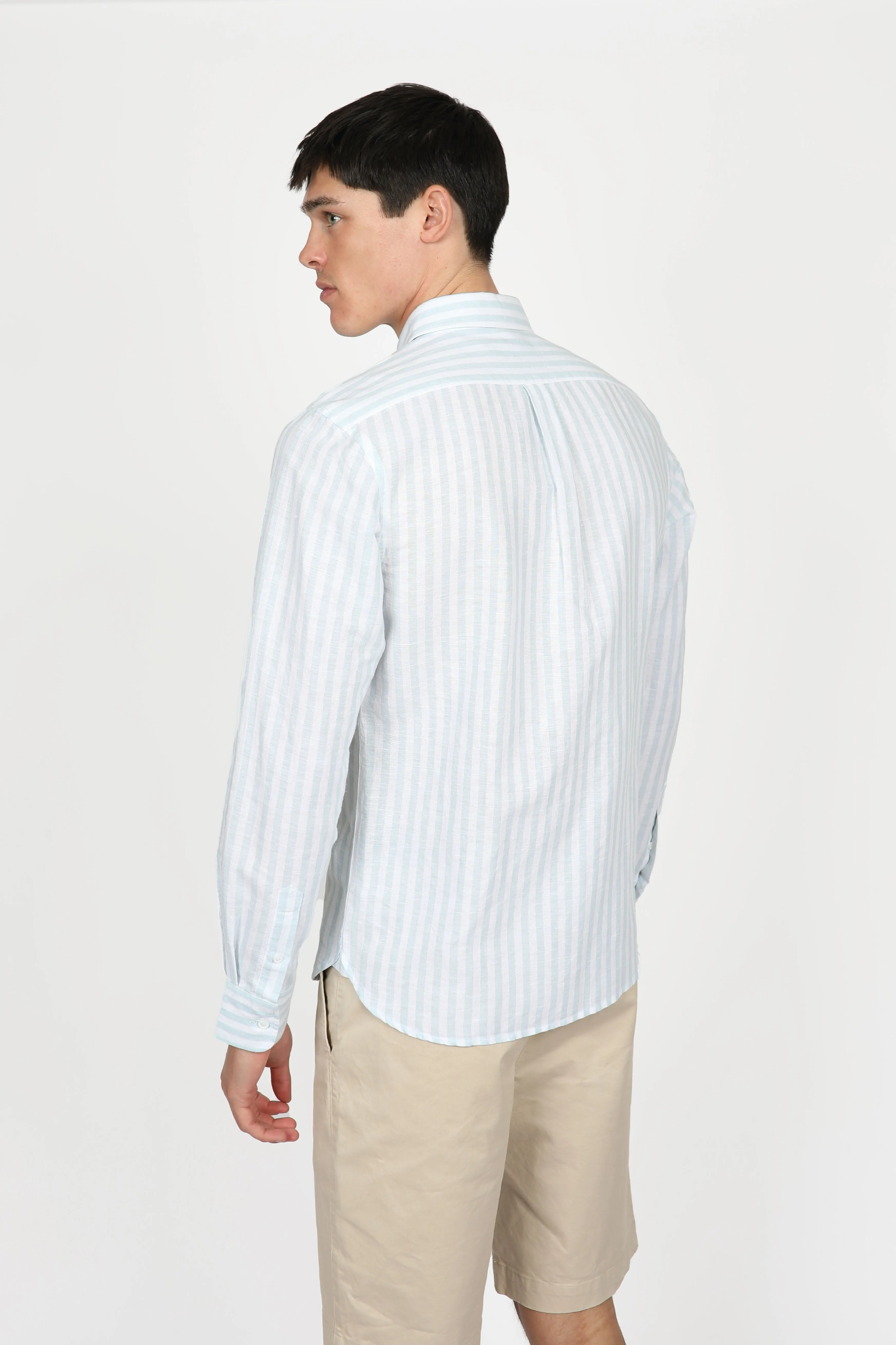 Relaxed Fit Ice Blue Even Stripe Shirt