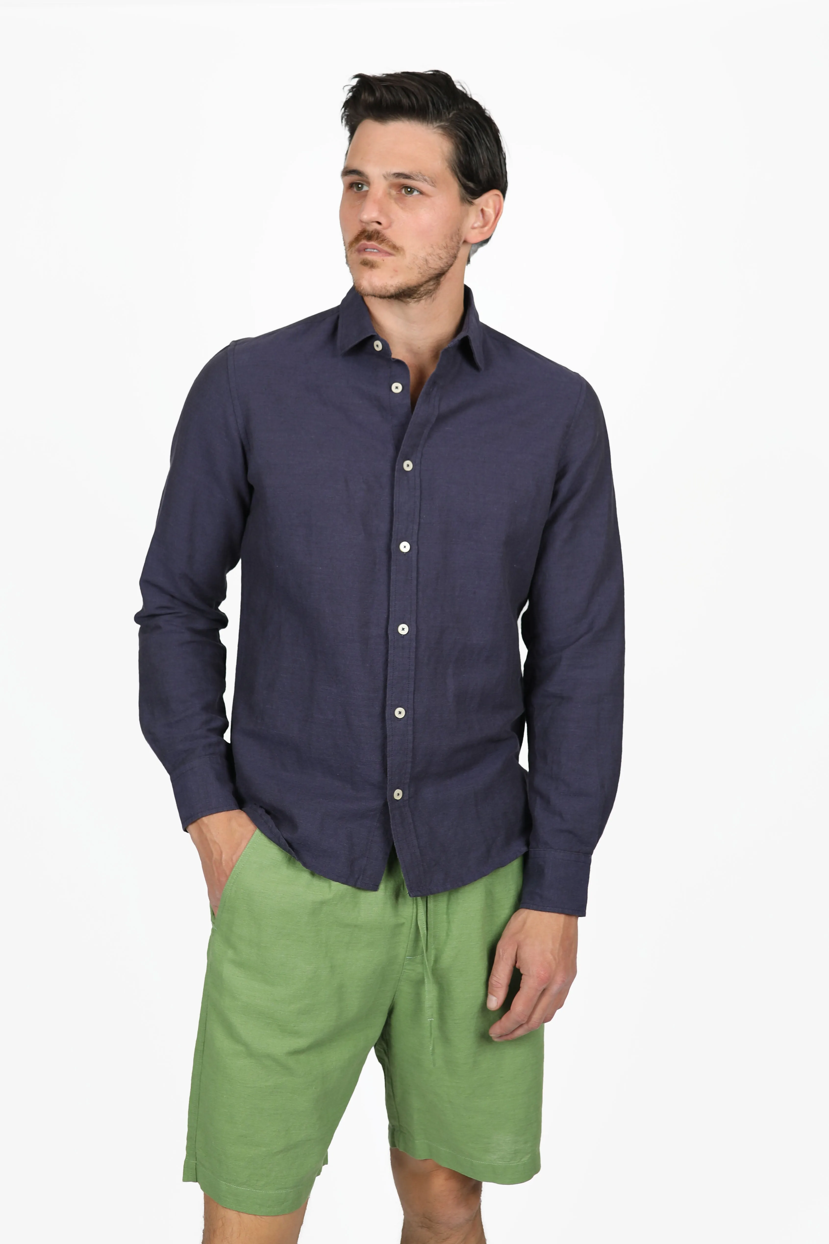 Relaxed Fit Ink Linen Shirt