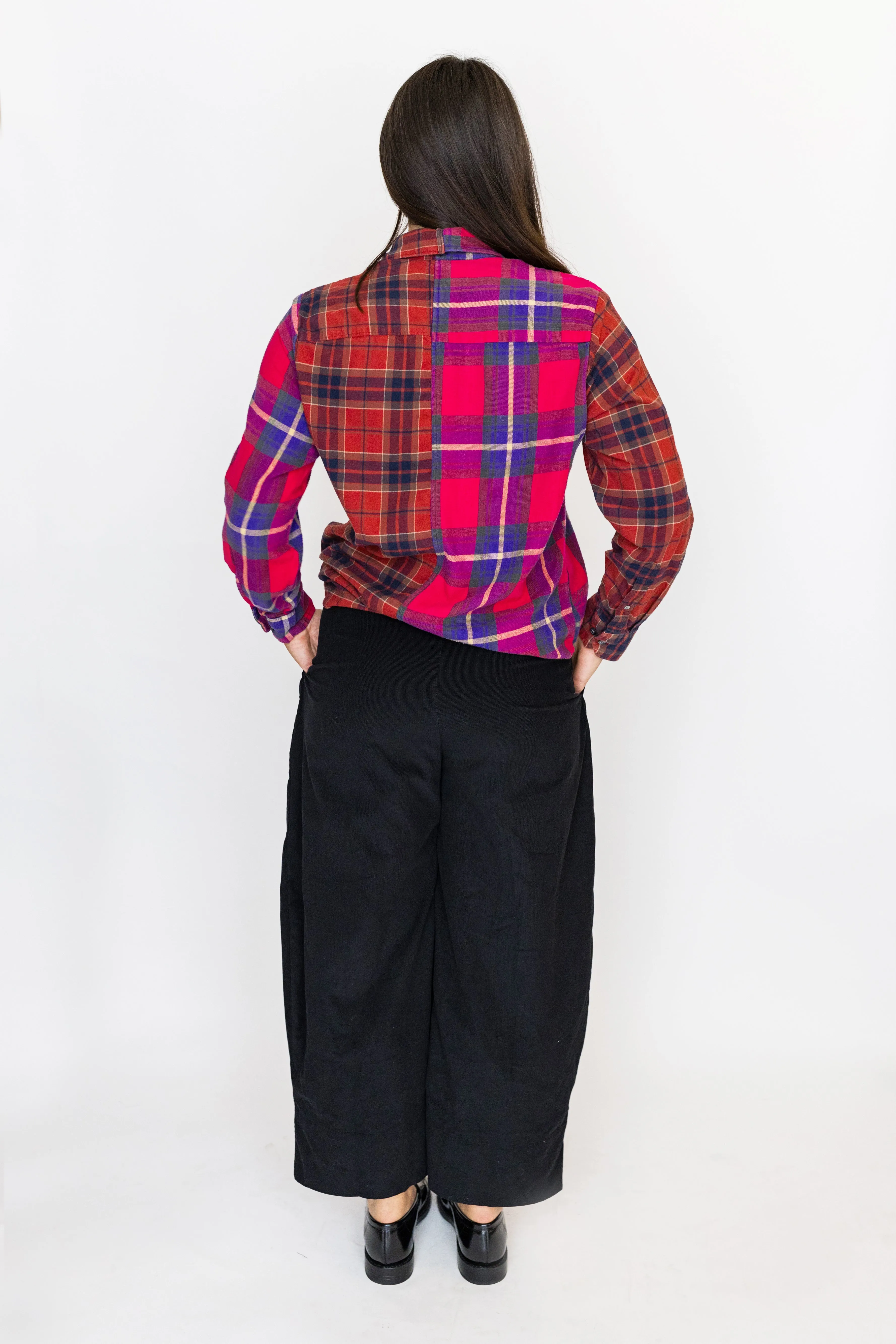 Reworked vintage check shirt- Pink and red mix (M)