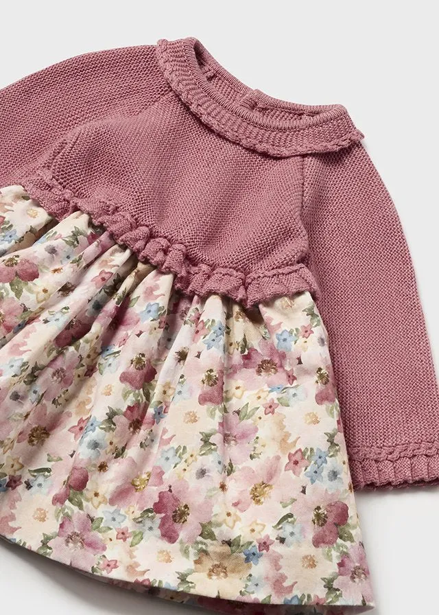 Rose Tricot Knit Sweater dress