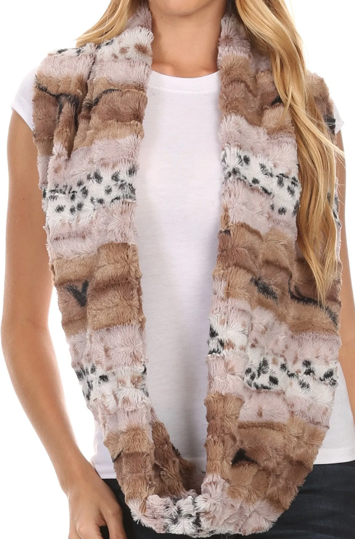 Sakkas Manula Long Wide Infinity Wrap Around Fuzzy Fur Fall Winter Classic Scarf