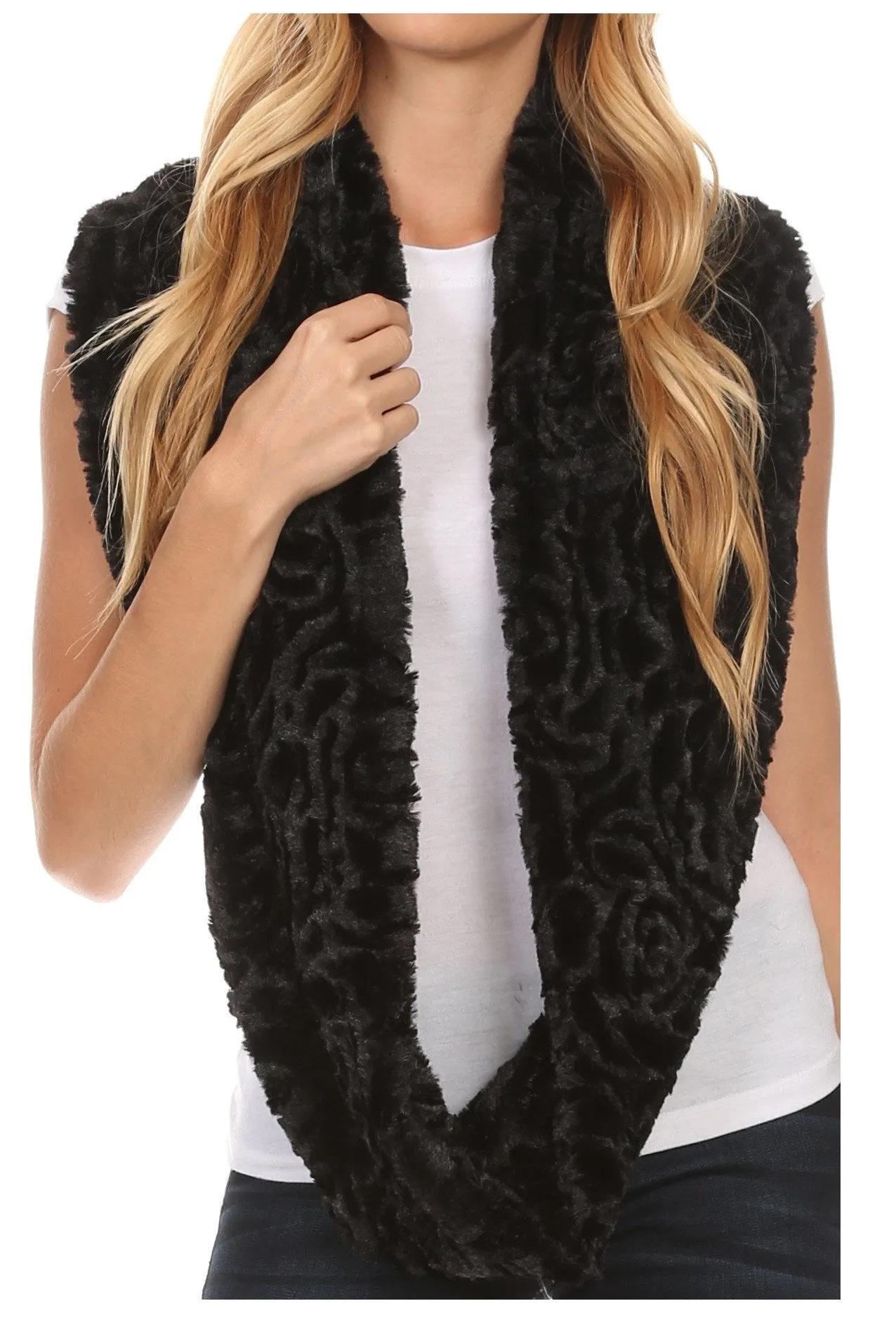 Sakkas Mellah Long Wide Soft Fuzzy Furry Fur Infinity Fall Winter Wrap Scarf