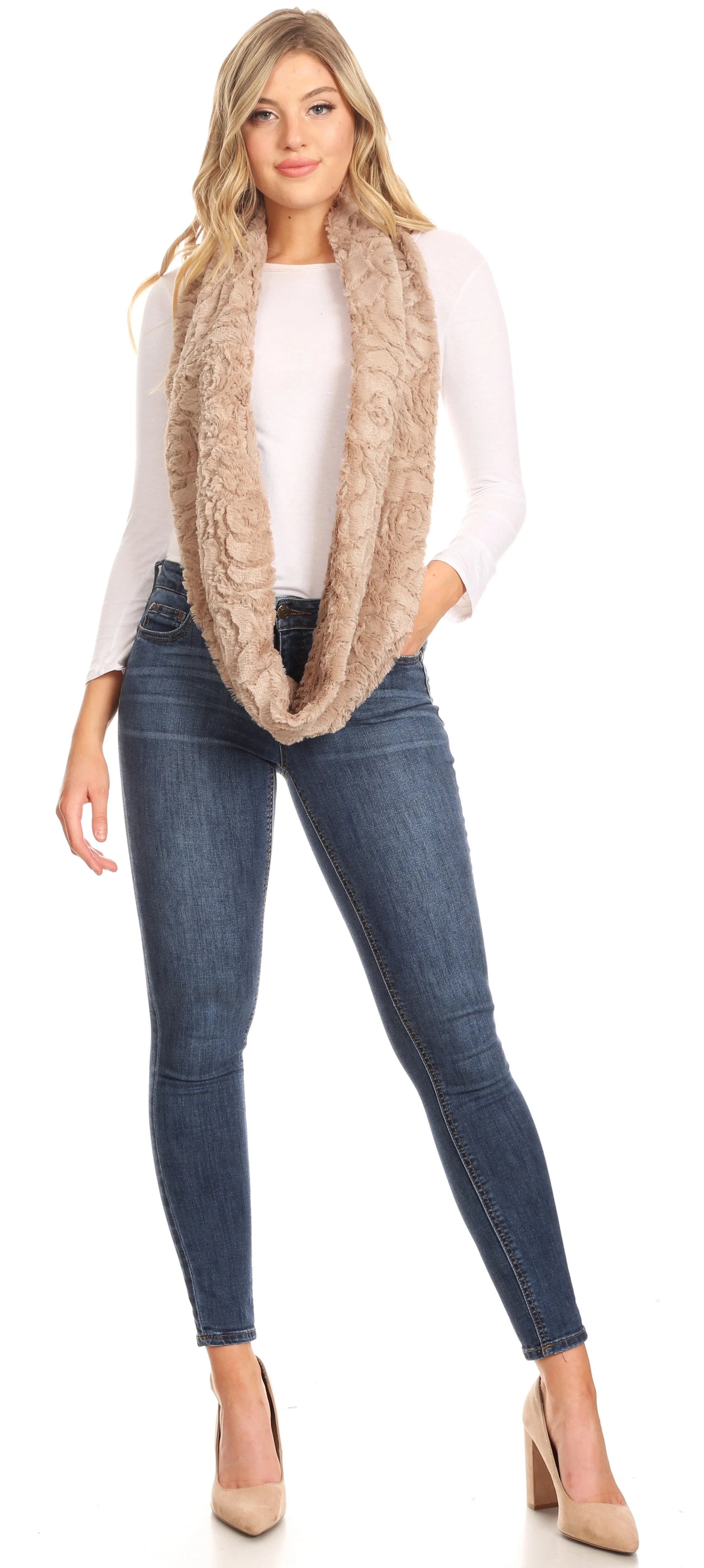 Sakkas Mellah Long Wide Soft Fuzzy Furry Fur Infinity Fall Winter Wrap Scarf