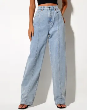 Seam Parallel Jeans in Light Wash Blue