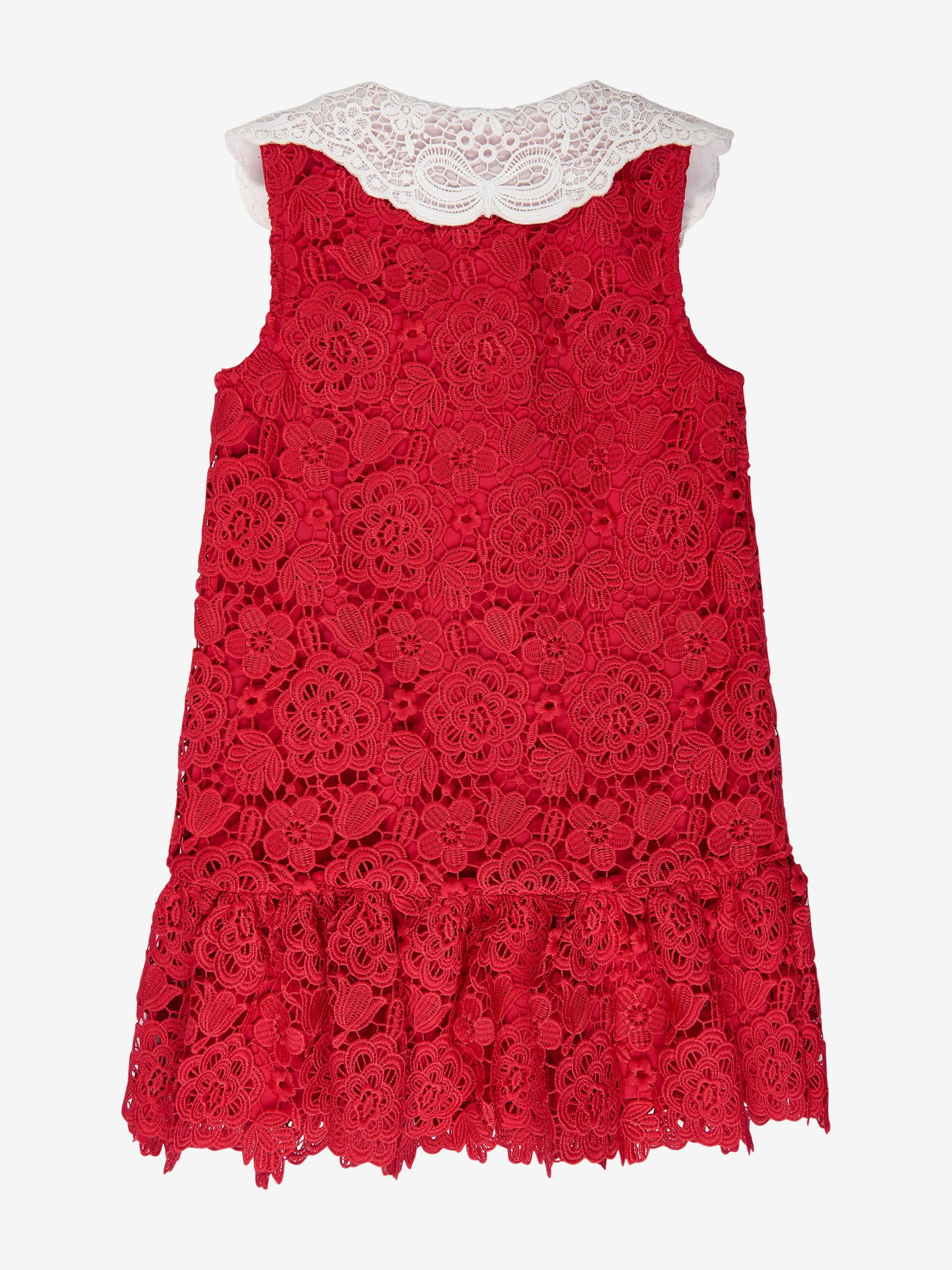 Self Portrait Girls Lace Collar Dress in Red