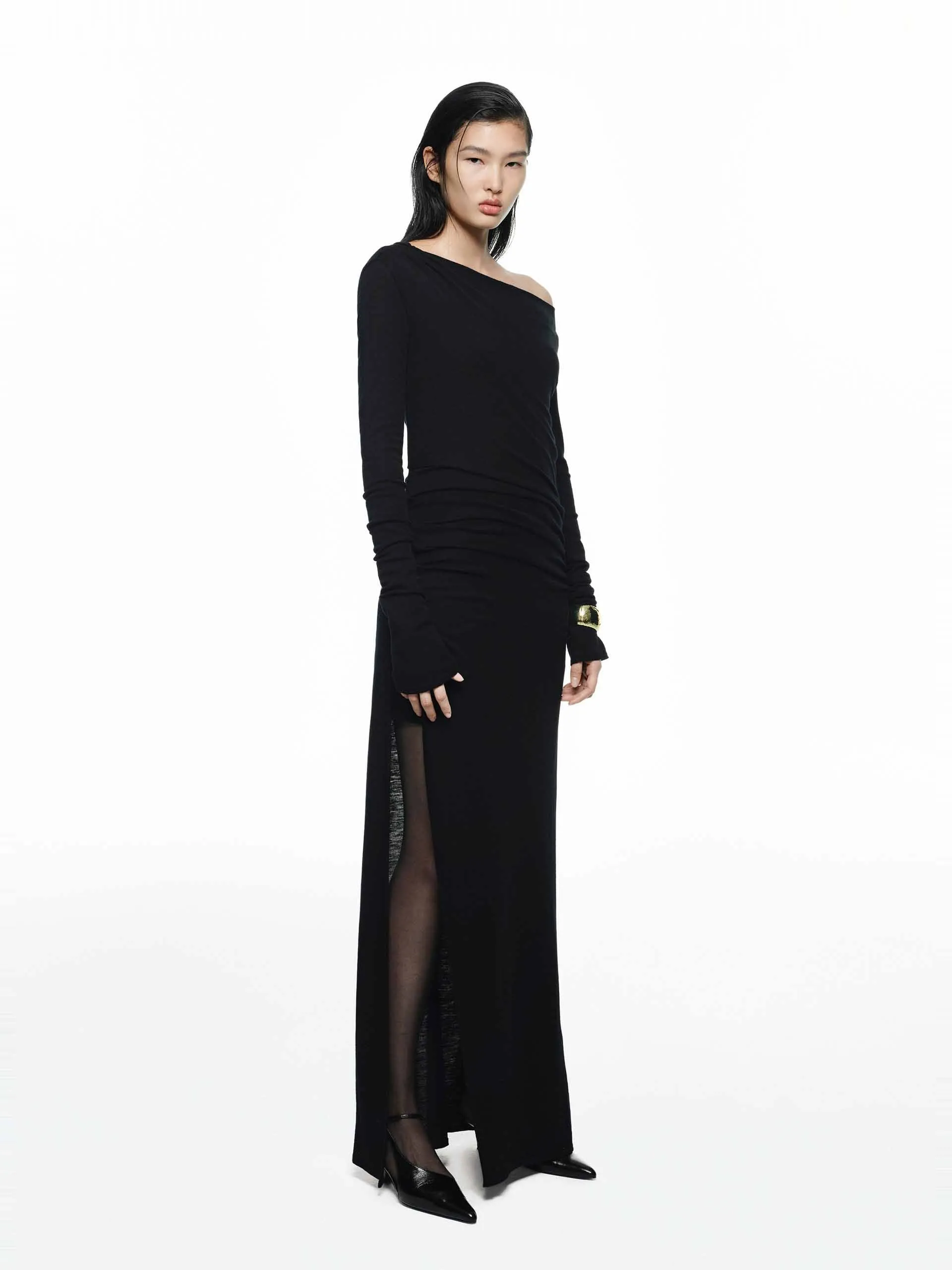 Side Slit Wool Dress