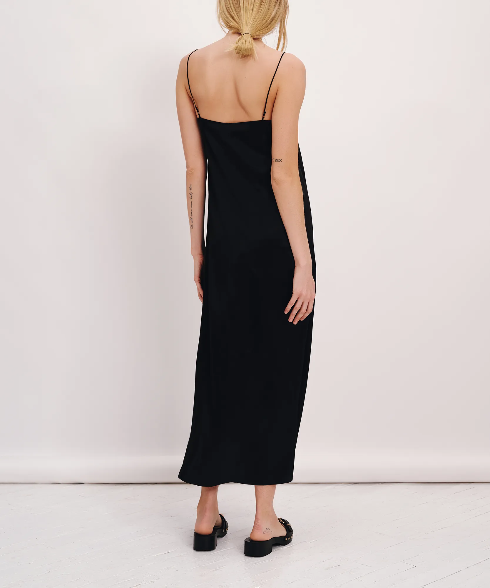 Silk Charmeuse Sleeveless Dress - Black