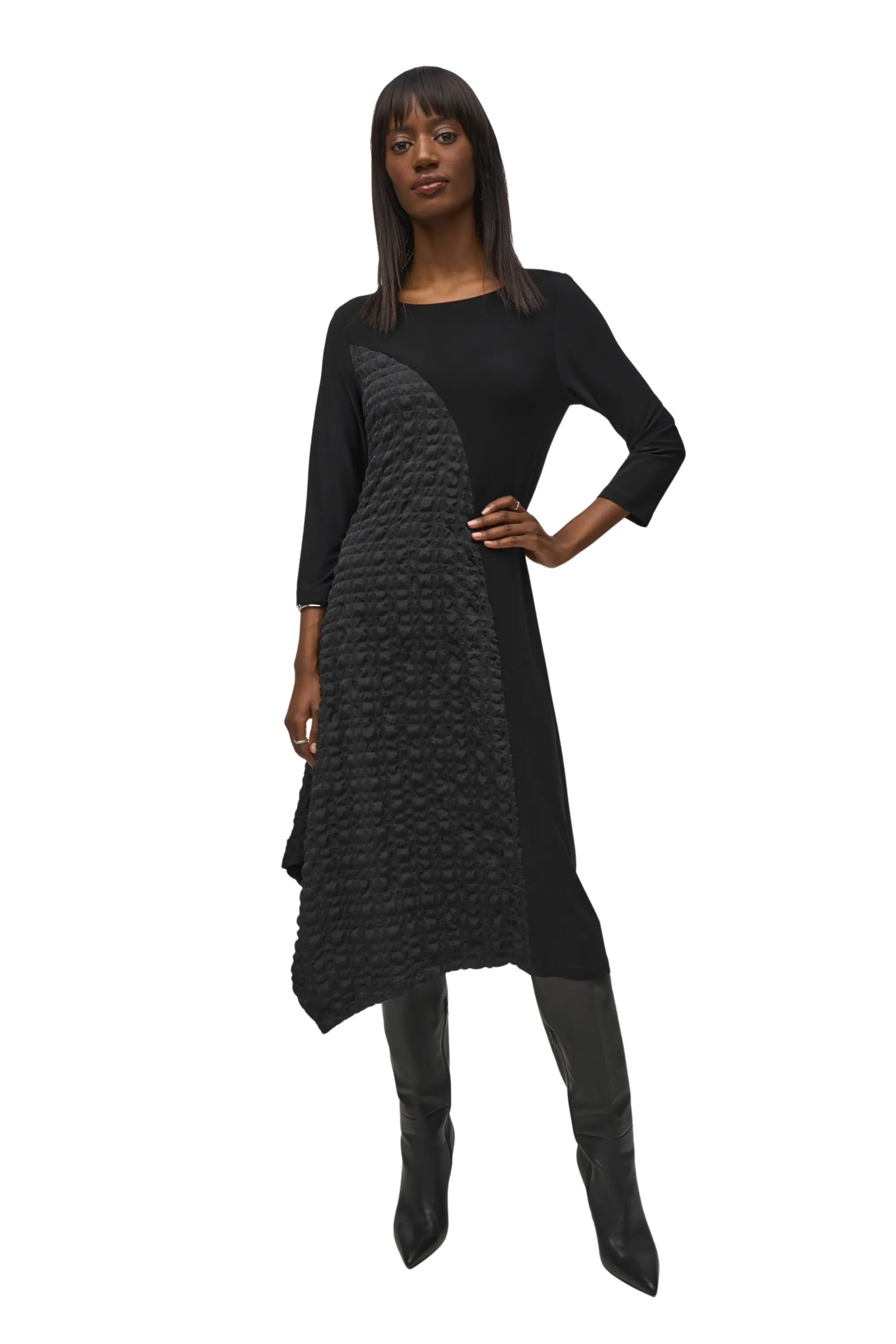 Silky Knit And Jacquard Handkerchief Dress