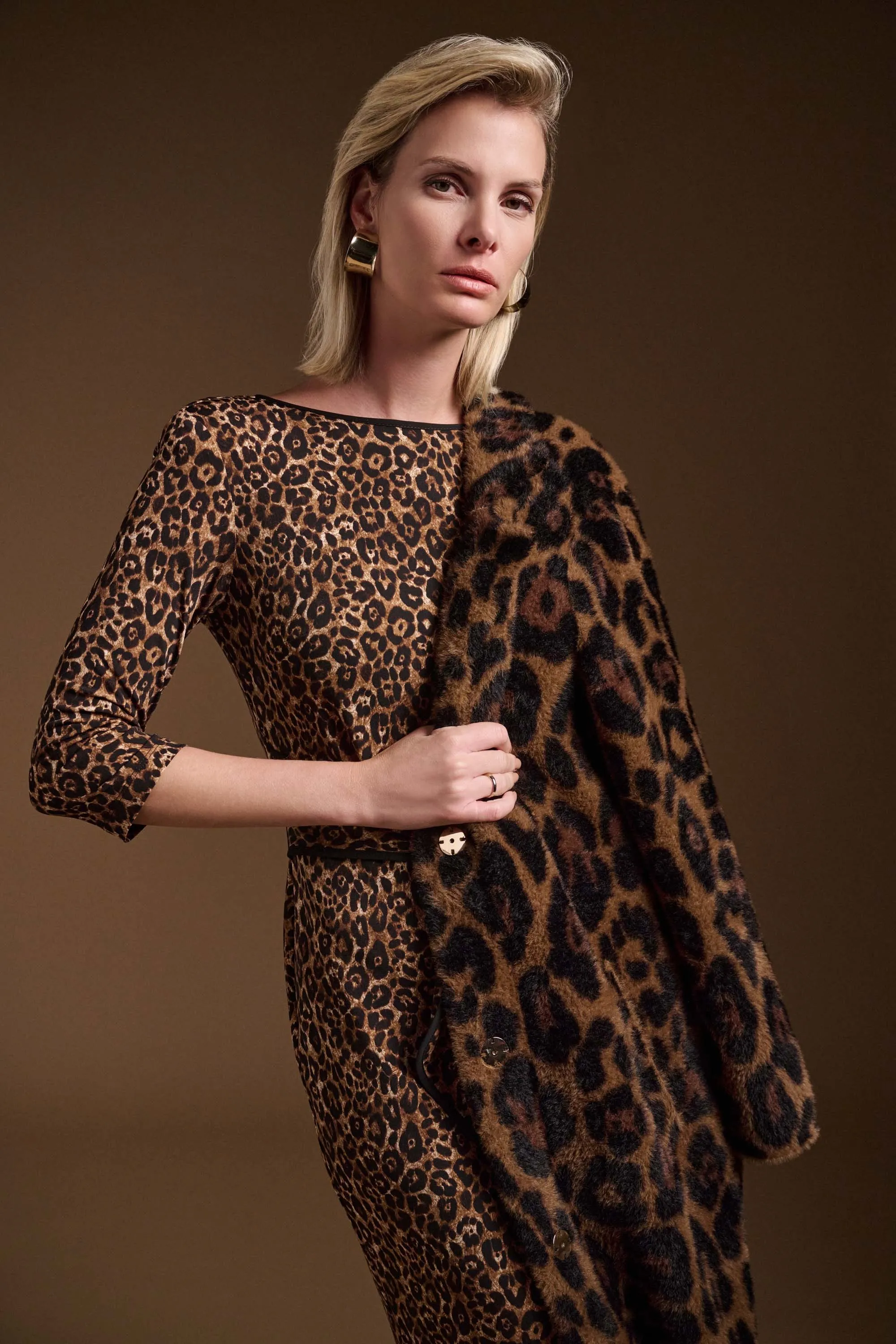 Silky Knit Animal Print Sheath Dress