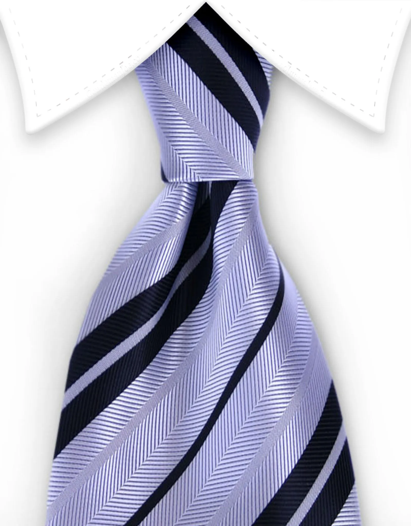 Silver Herringbone Tie with Black Stripes