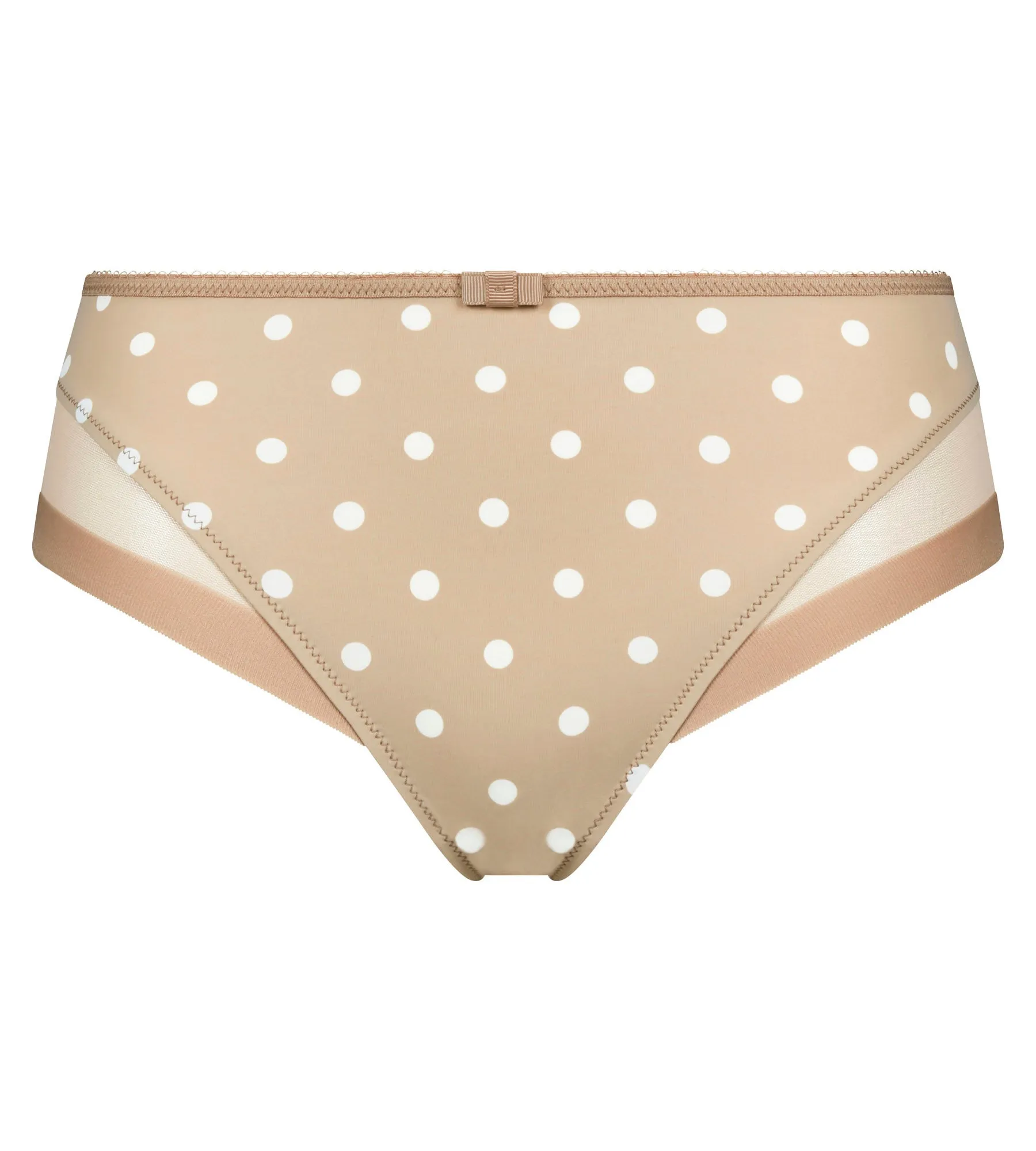 Slip femme en microfibre et tulle Beige à pois Generous