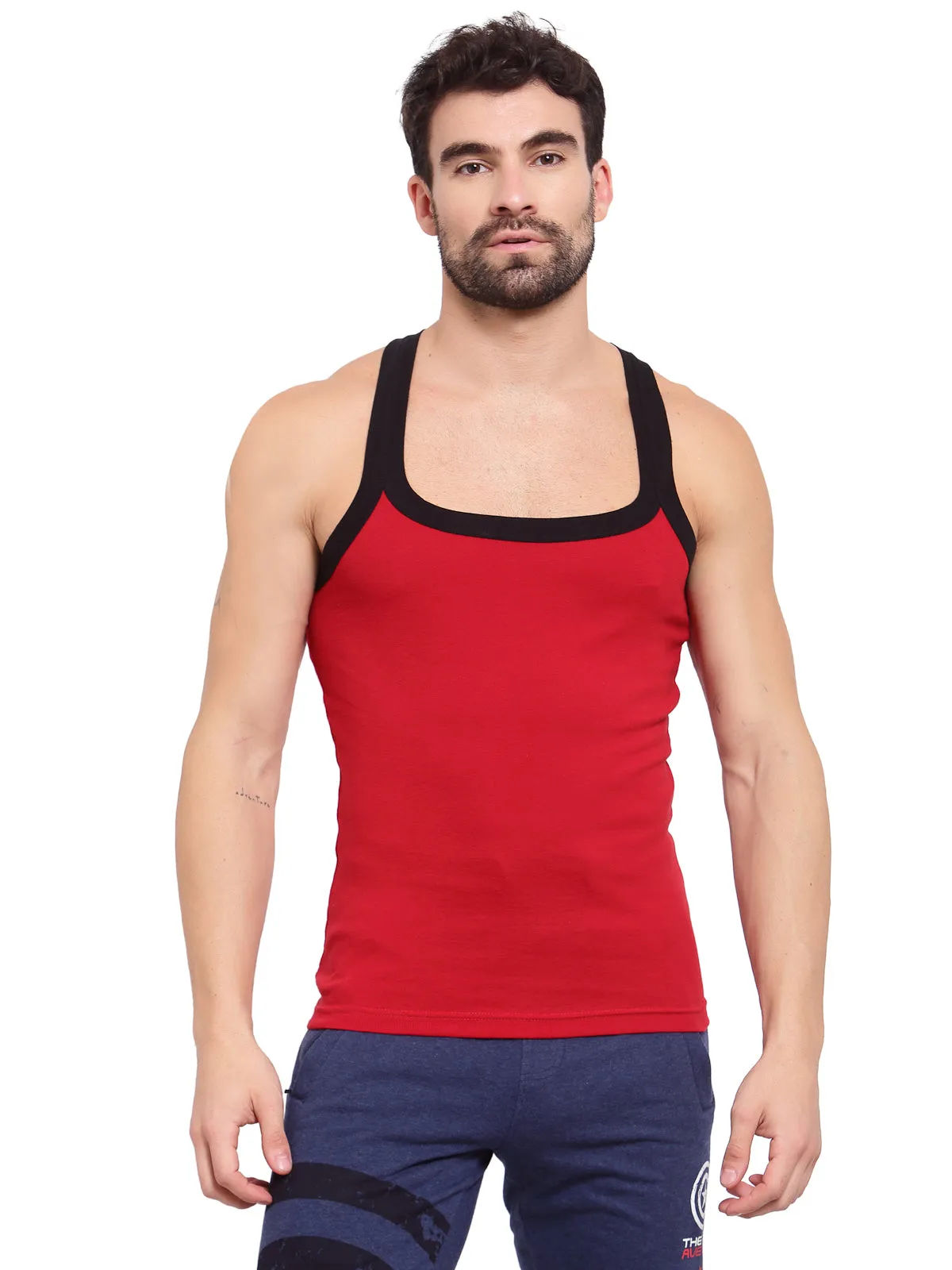 Sporto Men's Cotton Gym Vest - Red