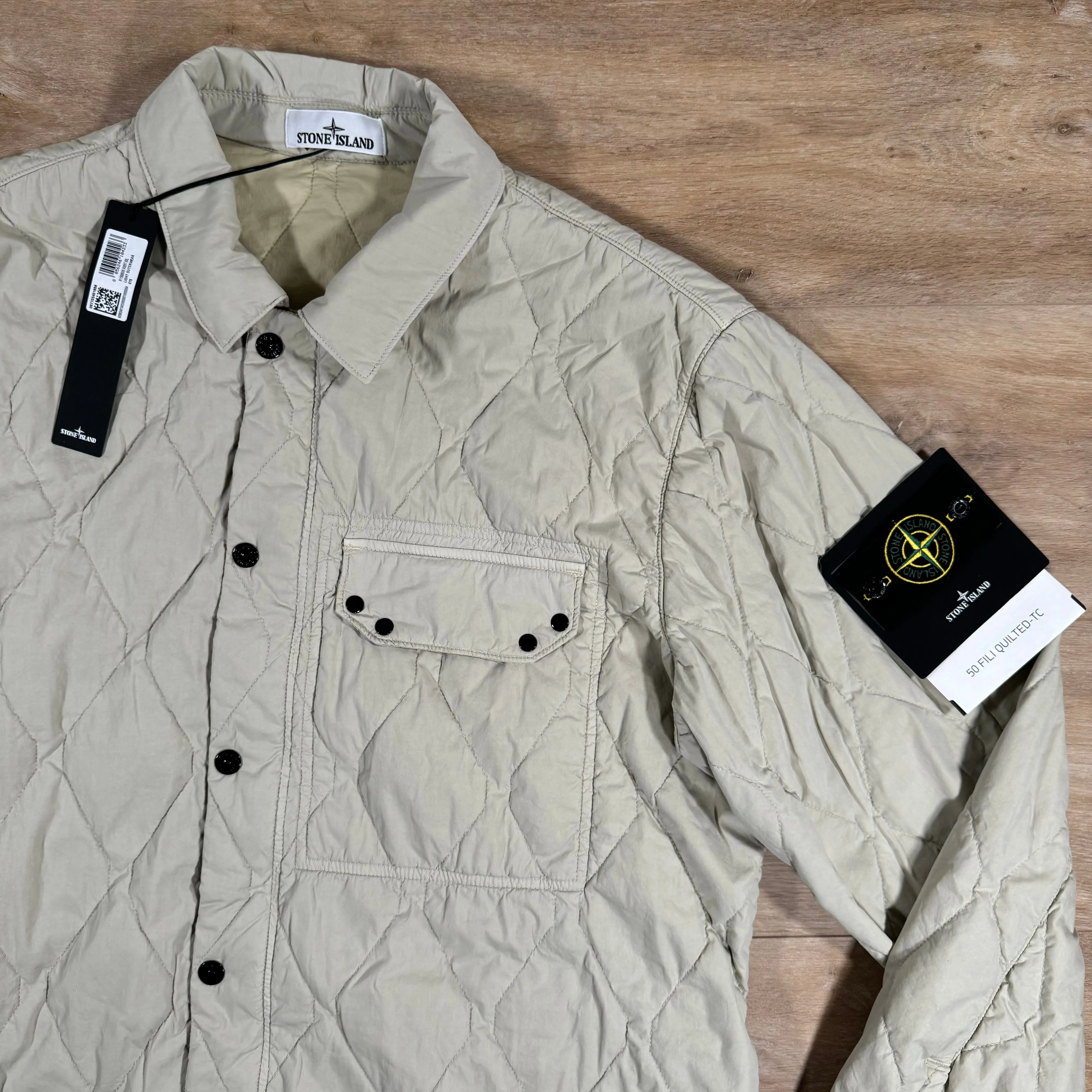 Stone Island 50 Fili Nylon Overshirt in Plaster