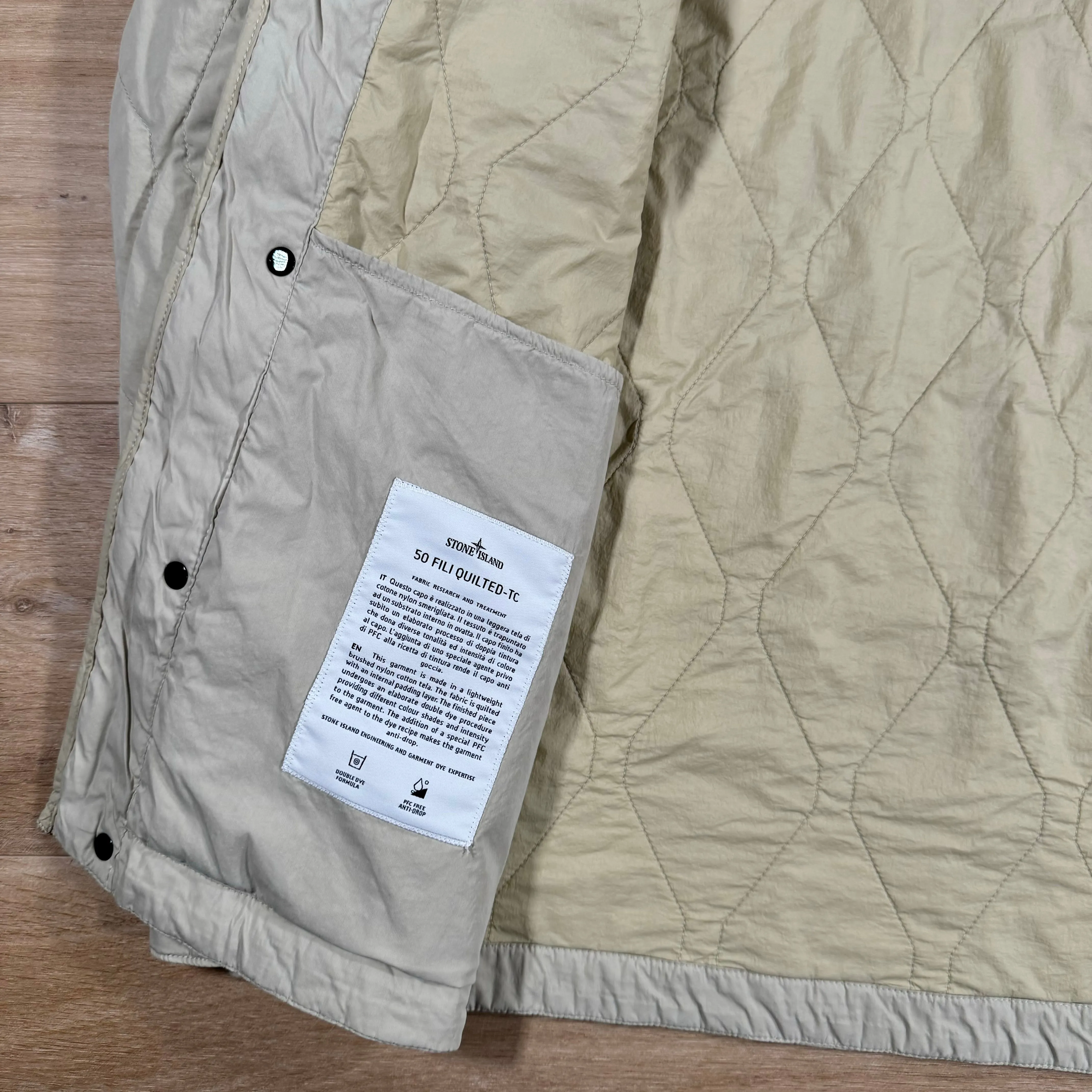 Stone Island 50 Fili Nylon Overshirt in Plaster