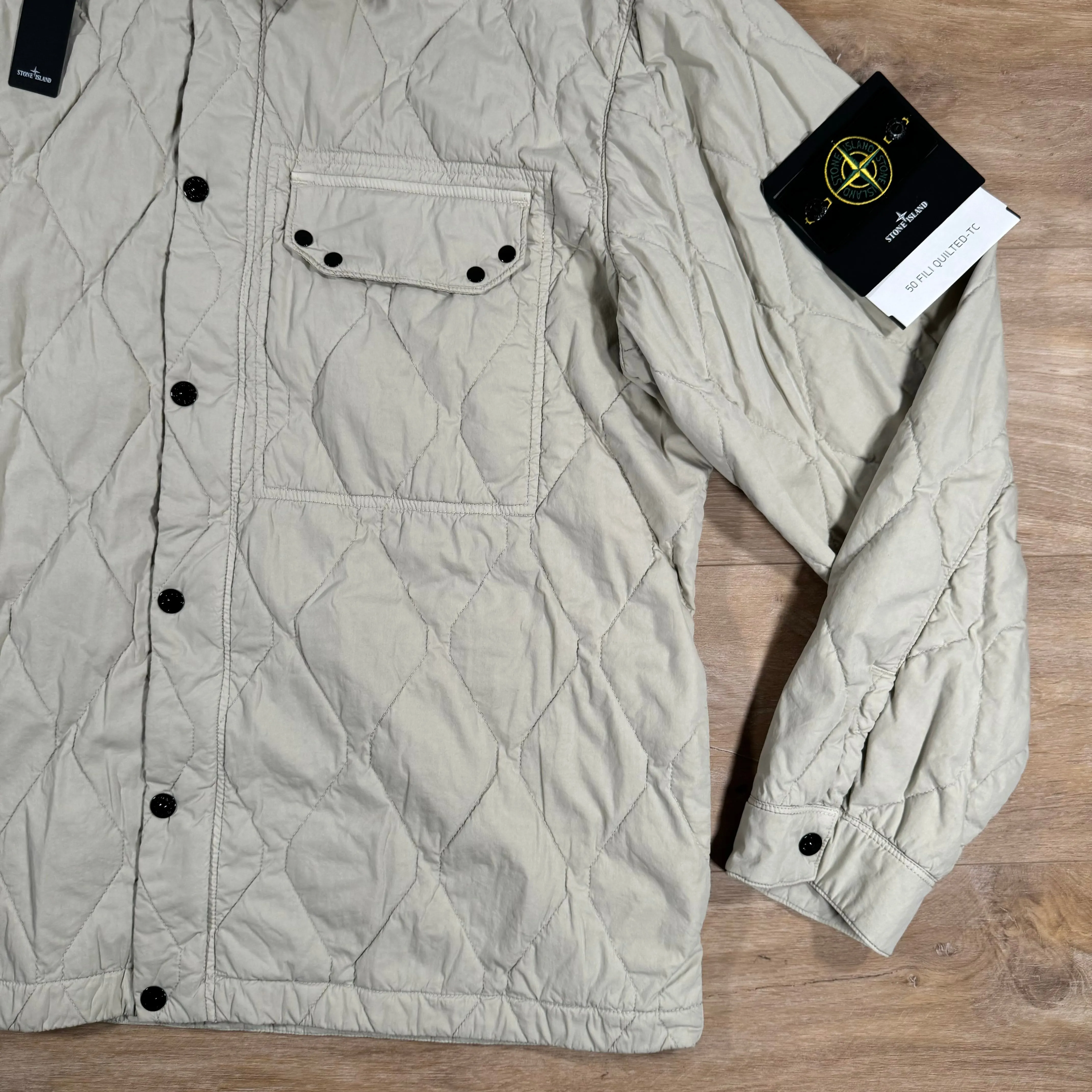 Stone Island 50 Fili Nylon Overshirt in Plaster