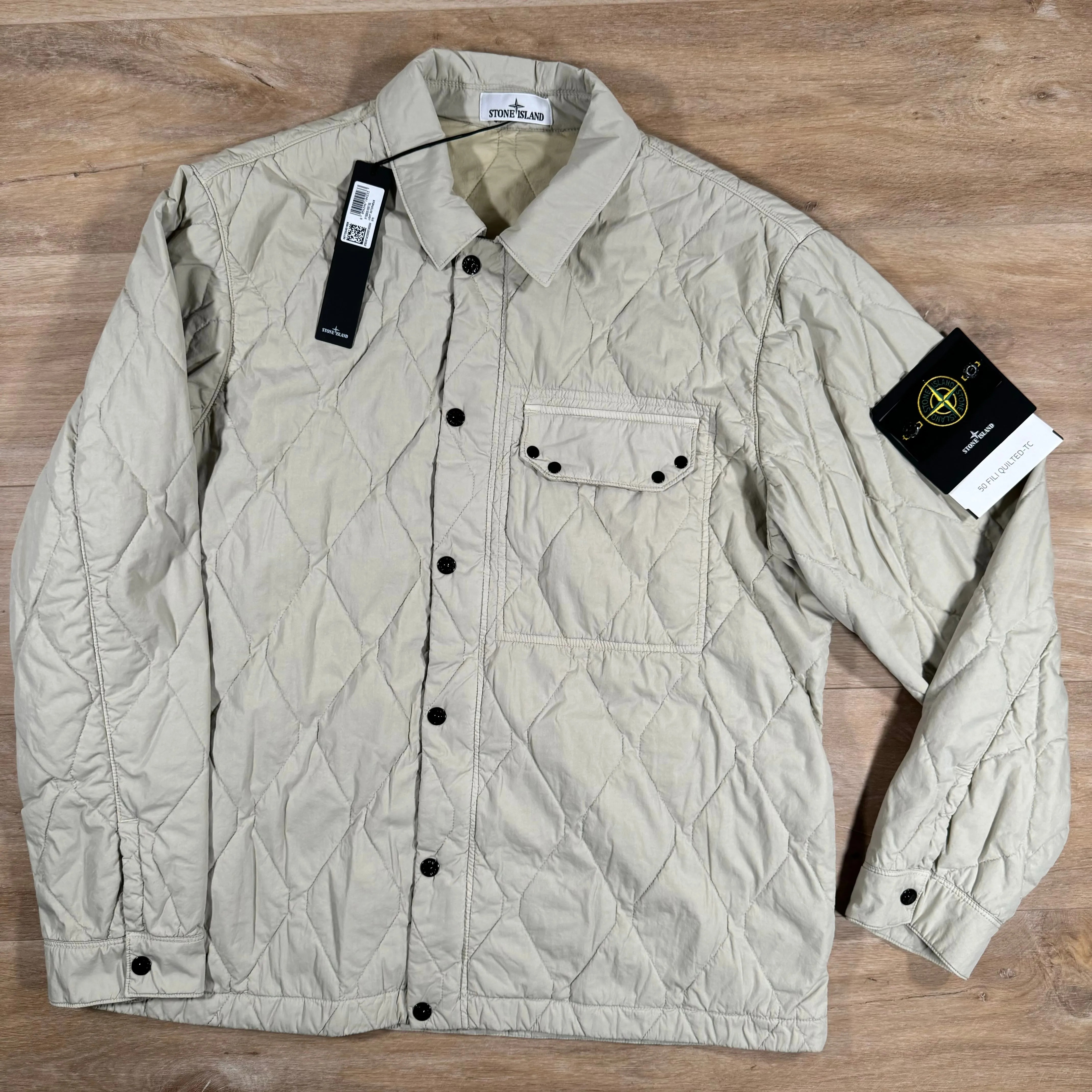 Stone Island 50 Fili Nylon Overshirt in Plaster