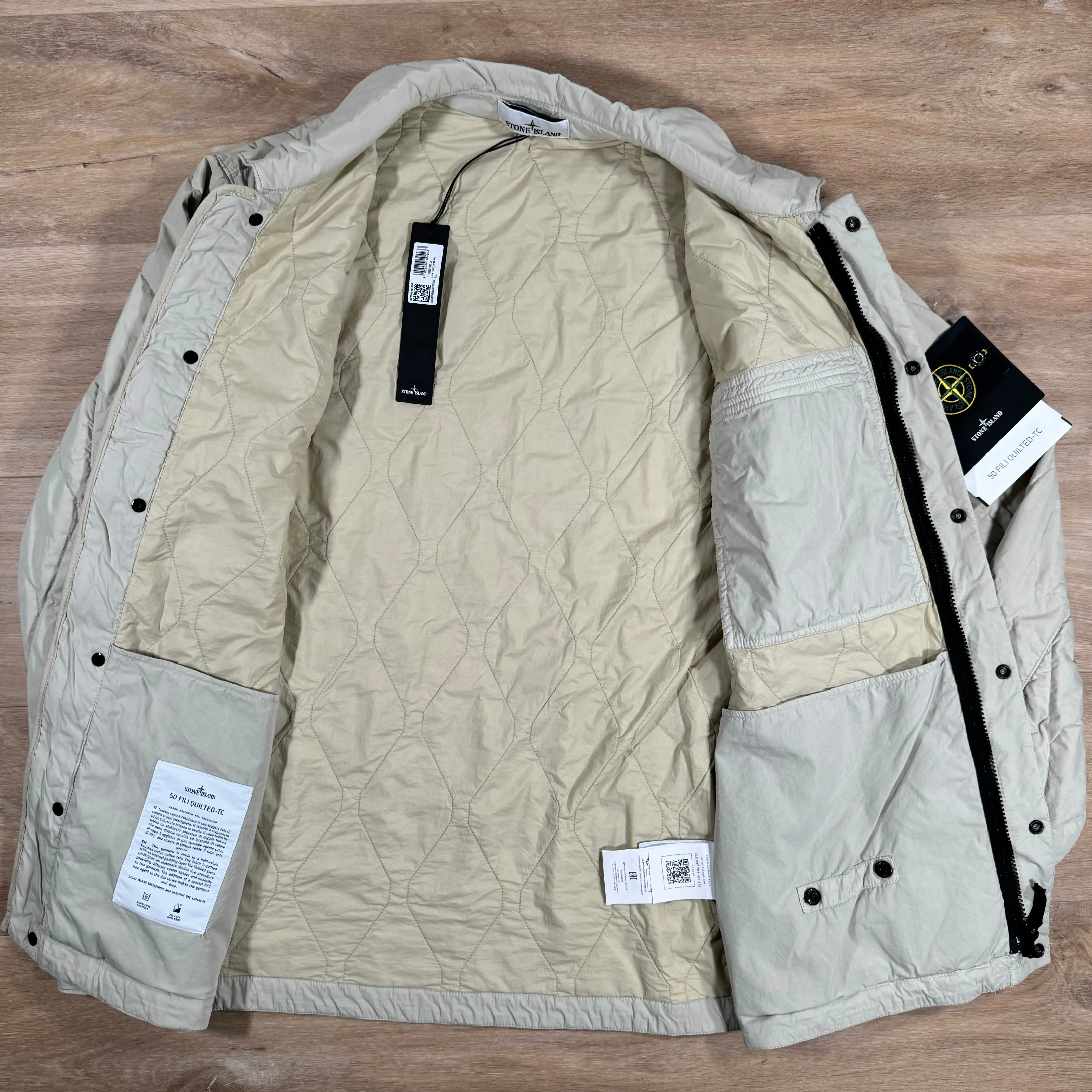 Stone Island 50 Fili Nylon Overshirt in Plaster