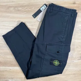 Stone Island Satin Stretch Cargo Trousers in Navy