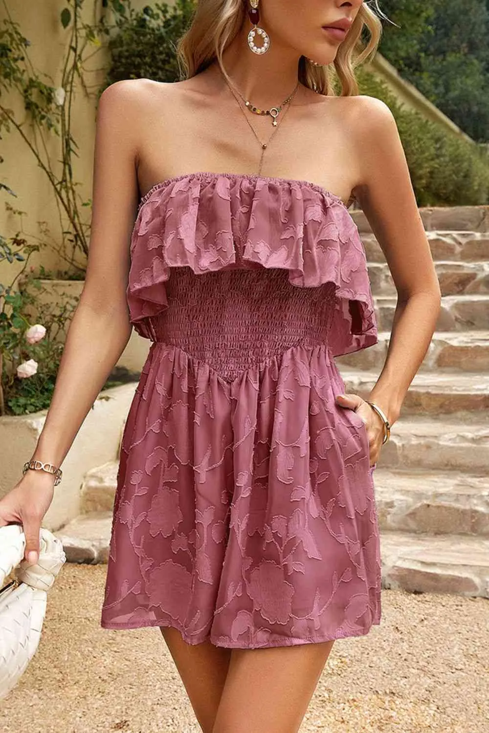 Strapless Layered Smocked Romper