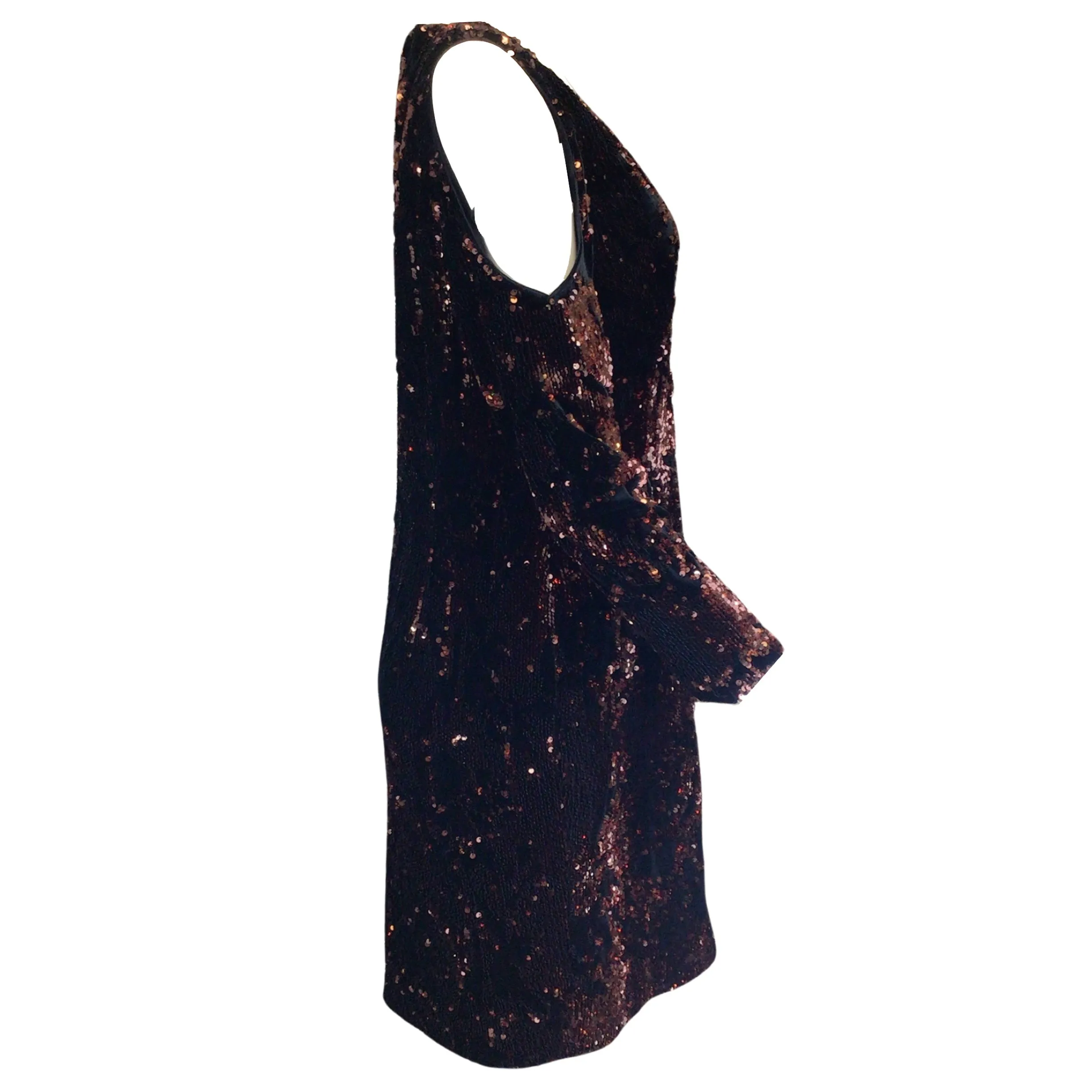 Talbot Runhof Black / Bronze Sequined Cold Shoulder Notre Dress