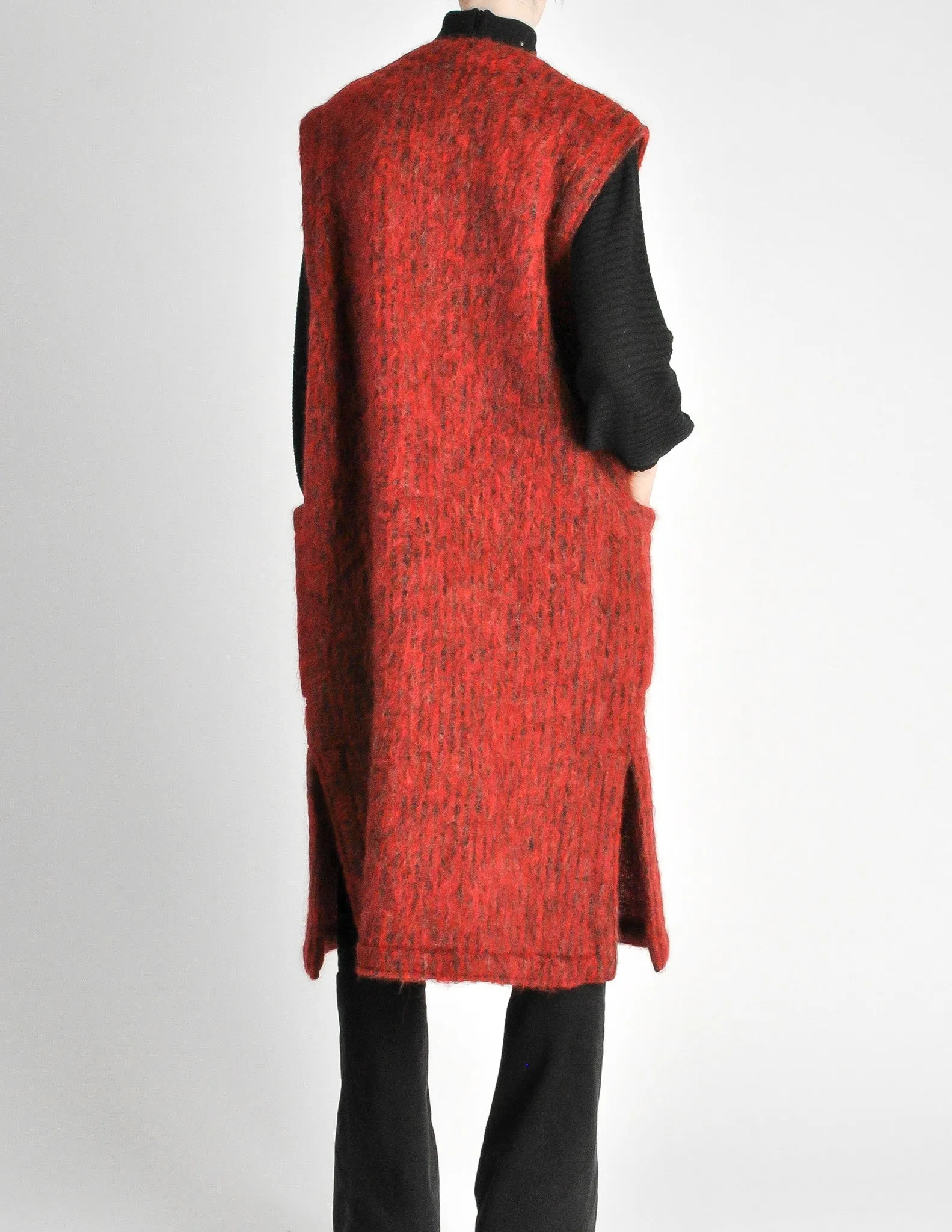 Ted Lapidus Vintage Burnt Red Mohair Maxi Vest