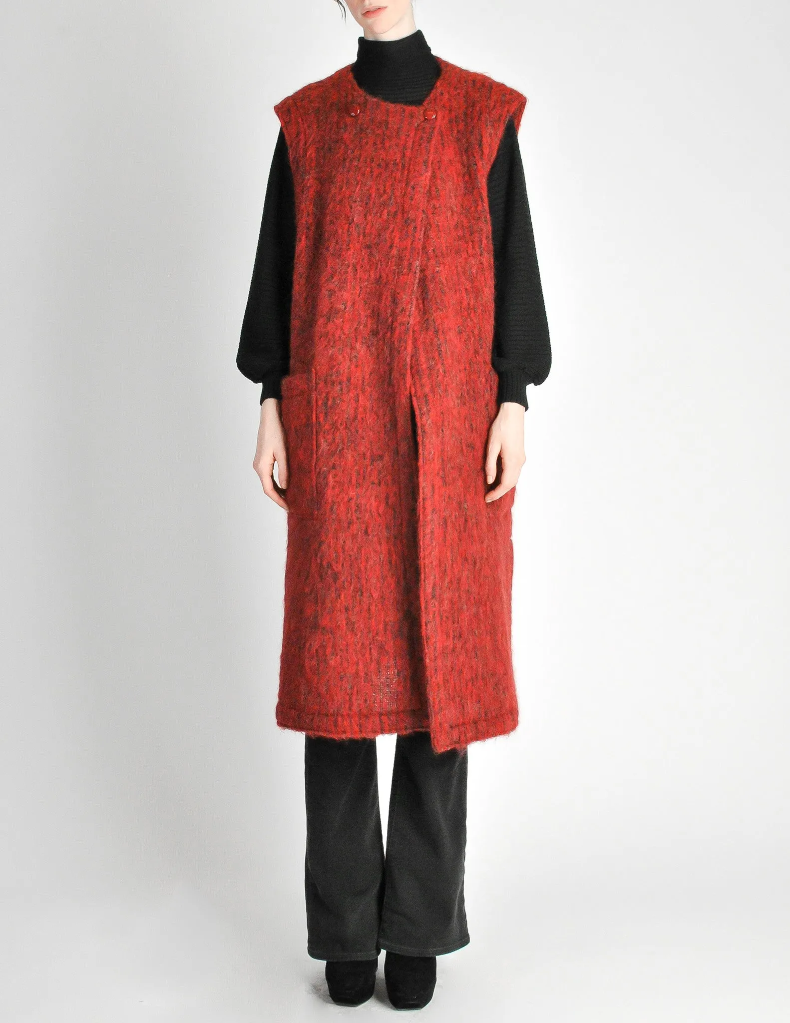 Ted Lapidus Vintage Burnt Red Mohair Maxi Vest