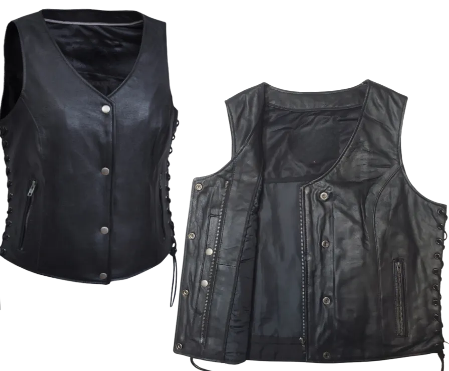 The "Alanis" Snap/Zip Leather Vest