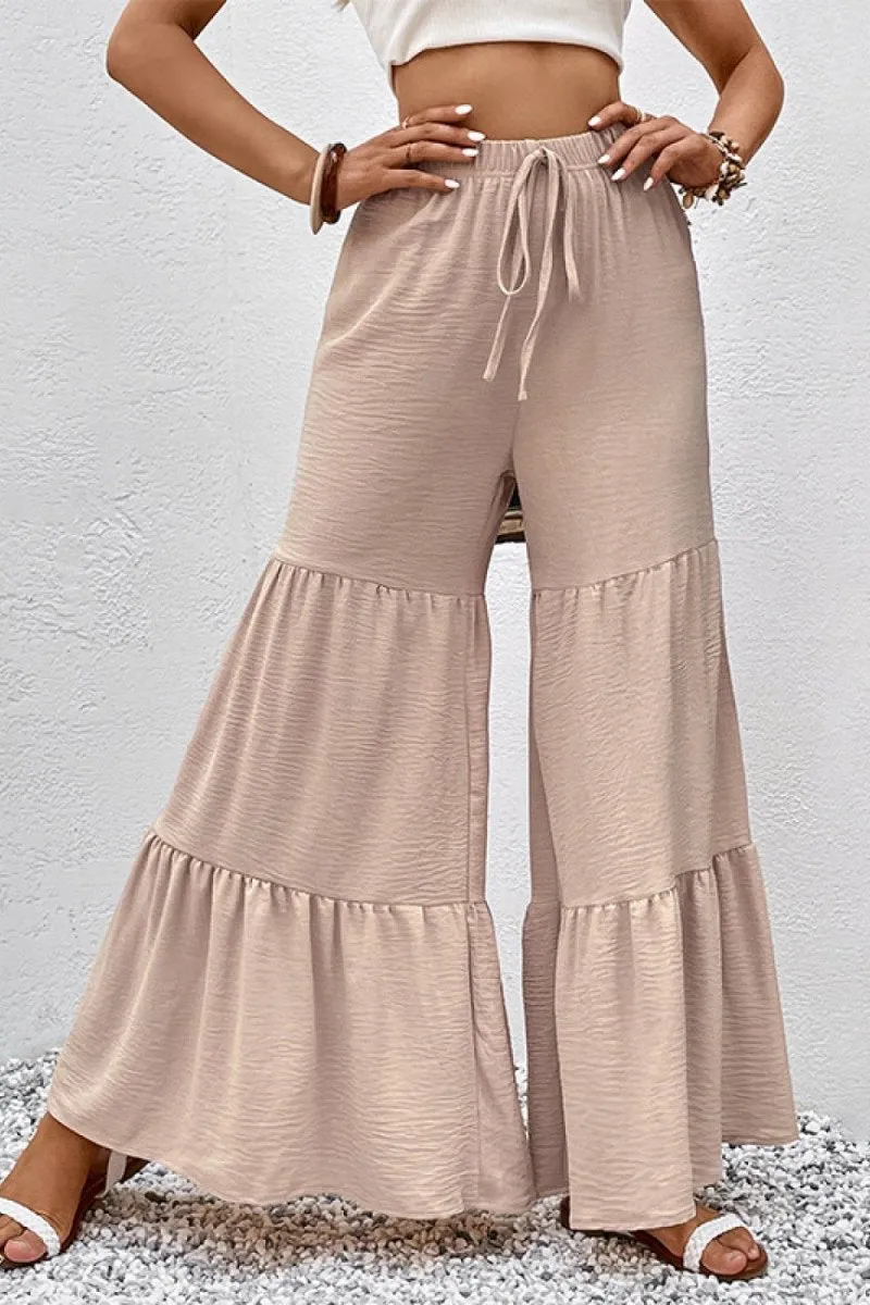 Tiered Flare Culottes with Drawstring Waist