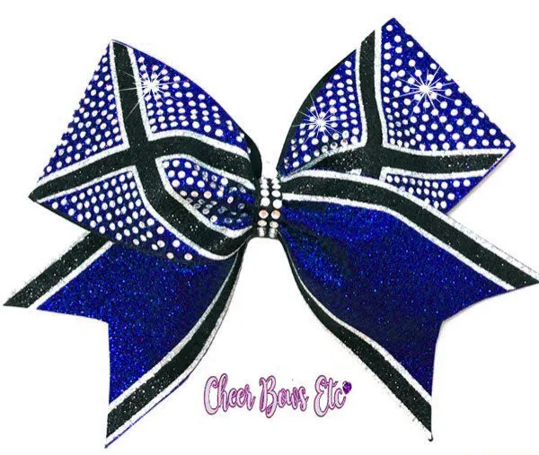 Triple Glitter X Out Rhinestone Bow