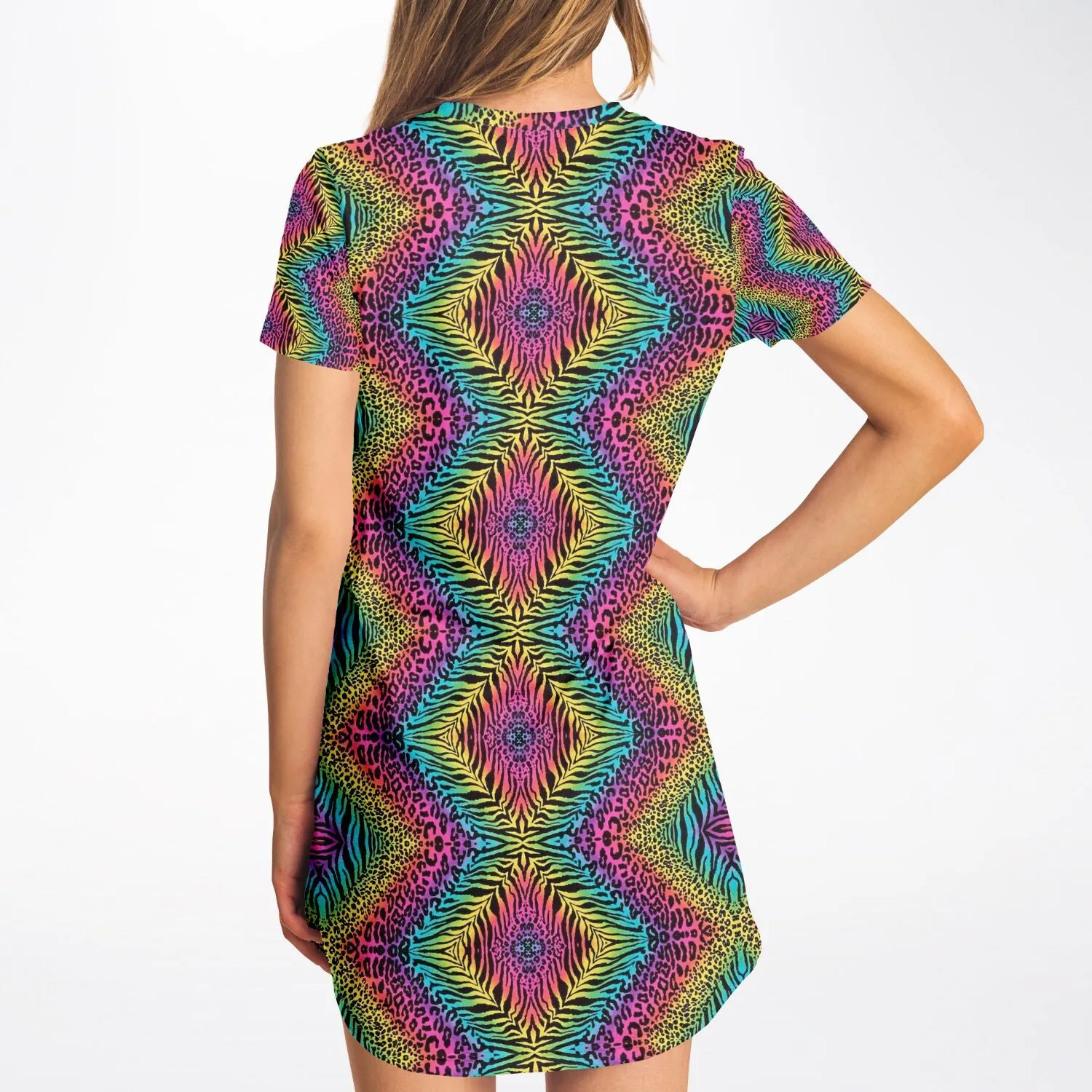 Trippy Zebras Texture T-Shirt Dress