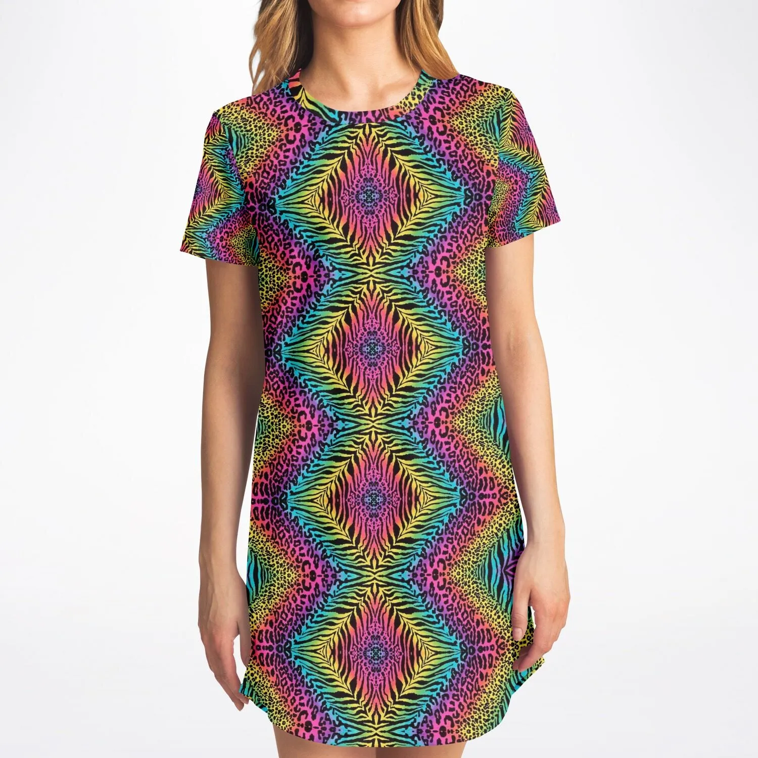 Trippy Zebras Texture T-Shirt Dress