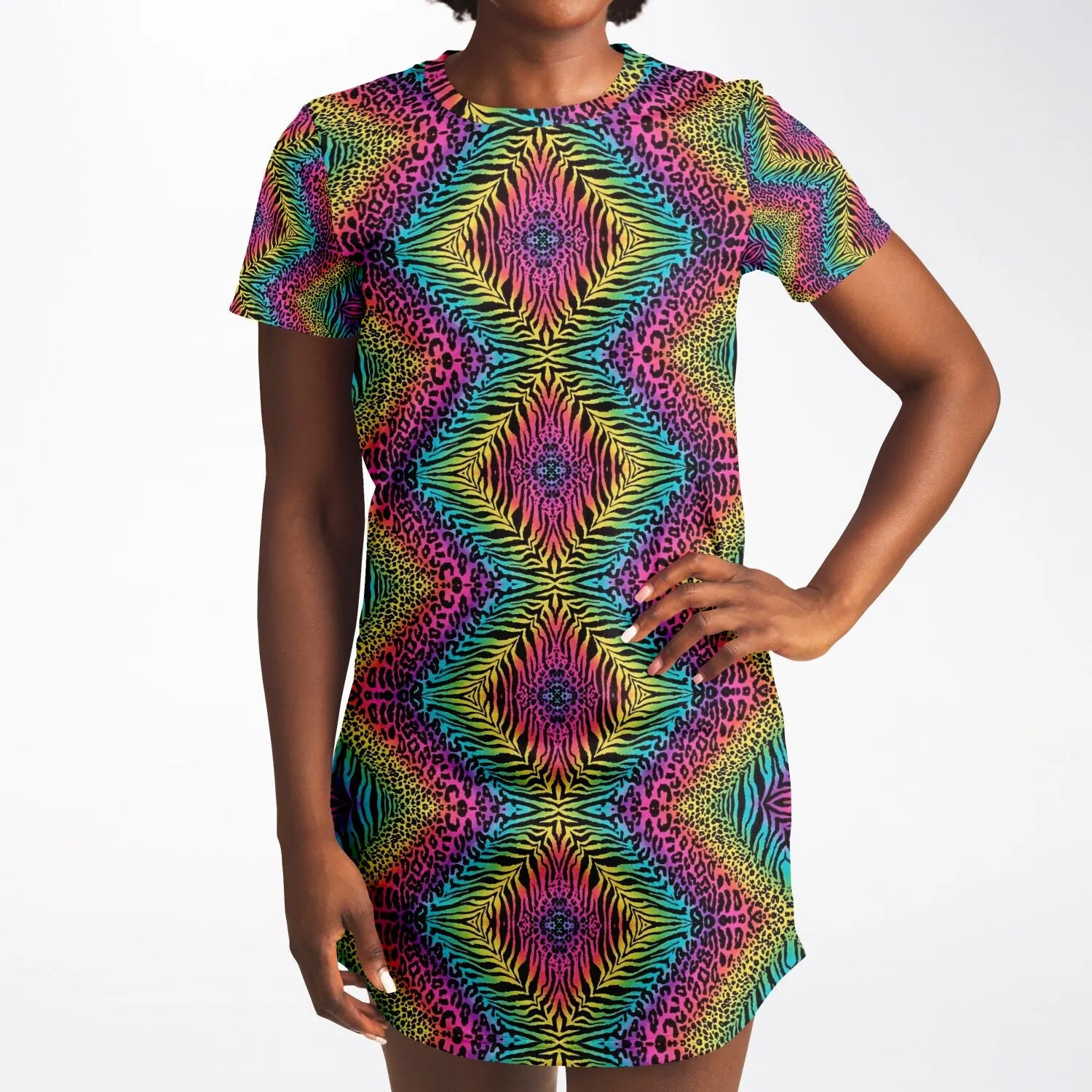 Trippy Zebras Texture T-Shirt Dress