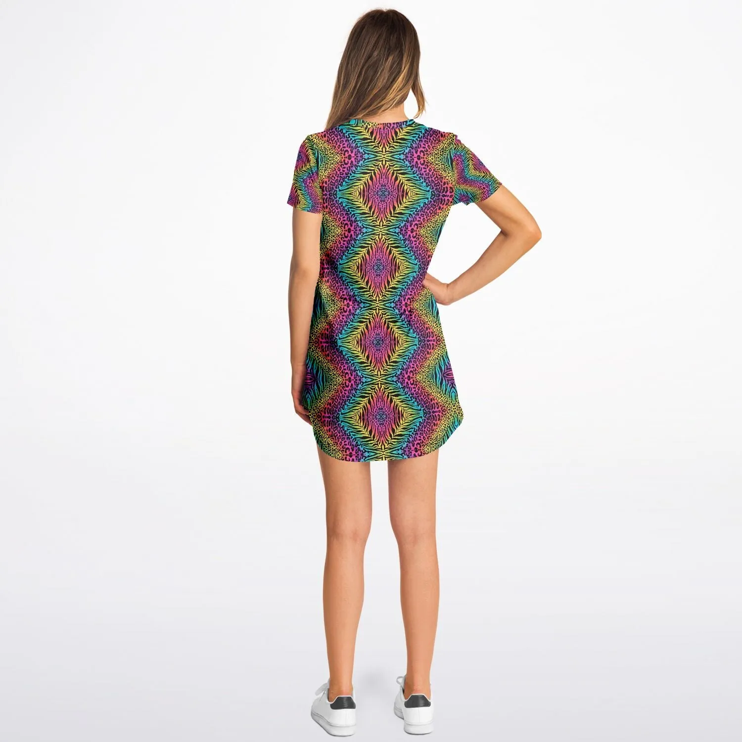 Trippy Zebras Texture T-Shirt Dress