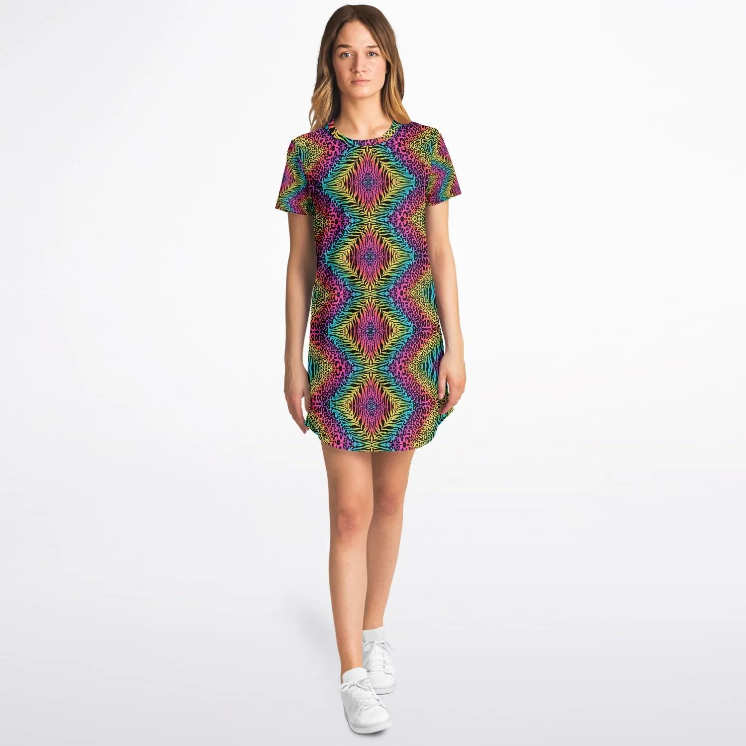 Trippy Zebras Texture T-Shirt Dress