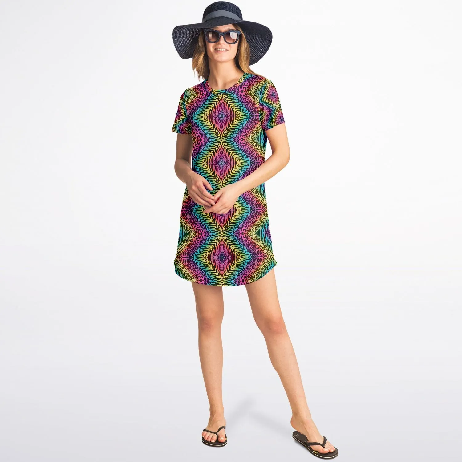 Trippy Zebras Texture T-Shirt Dress